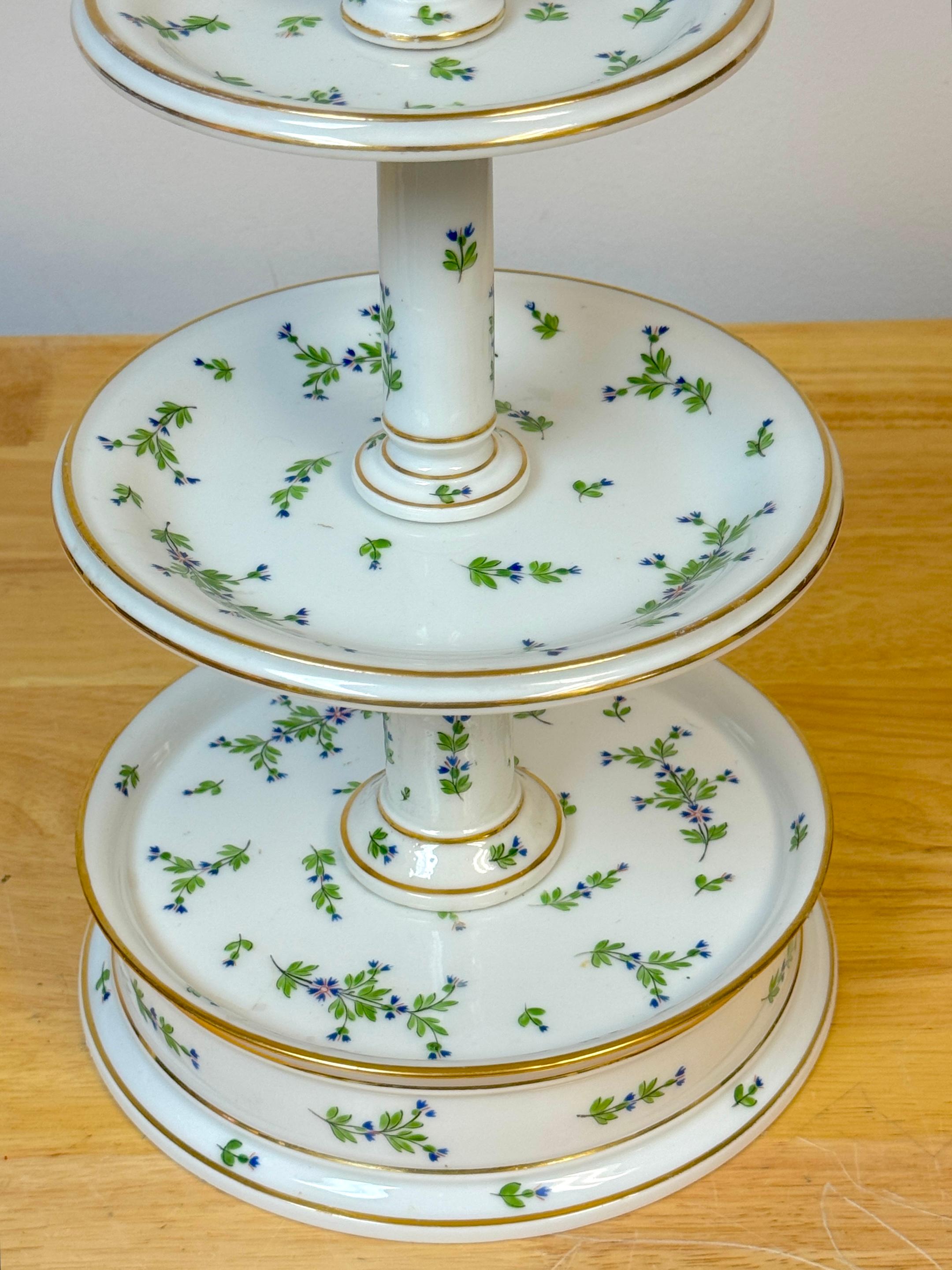 Old Paris Porcelana y Bronce Dorado  Compote/Tazza 