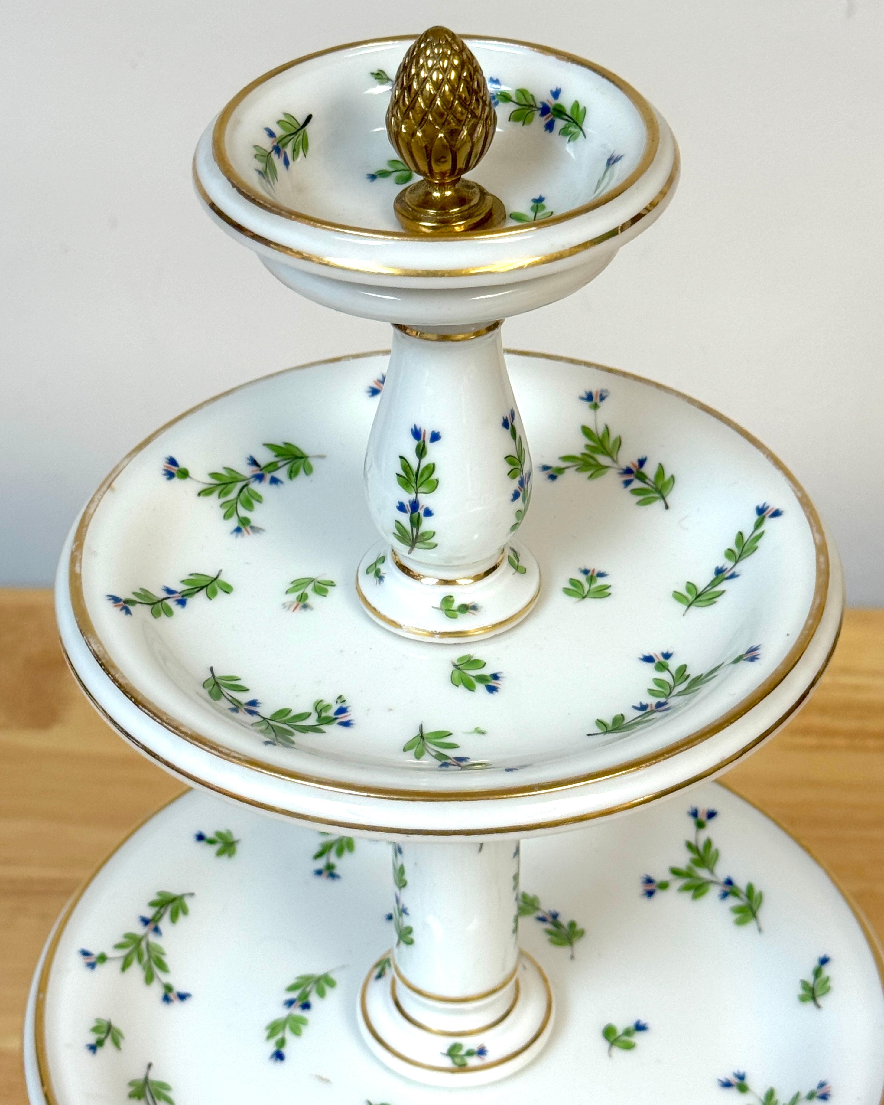 Old Paris Porcelana y Bronce Dorado  Compote/Tazza 