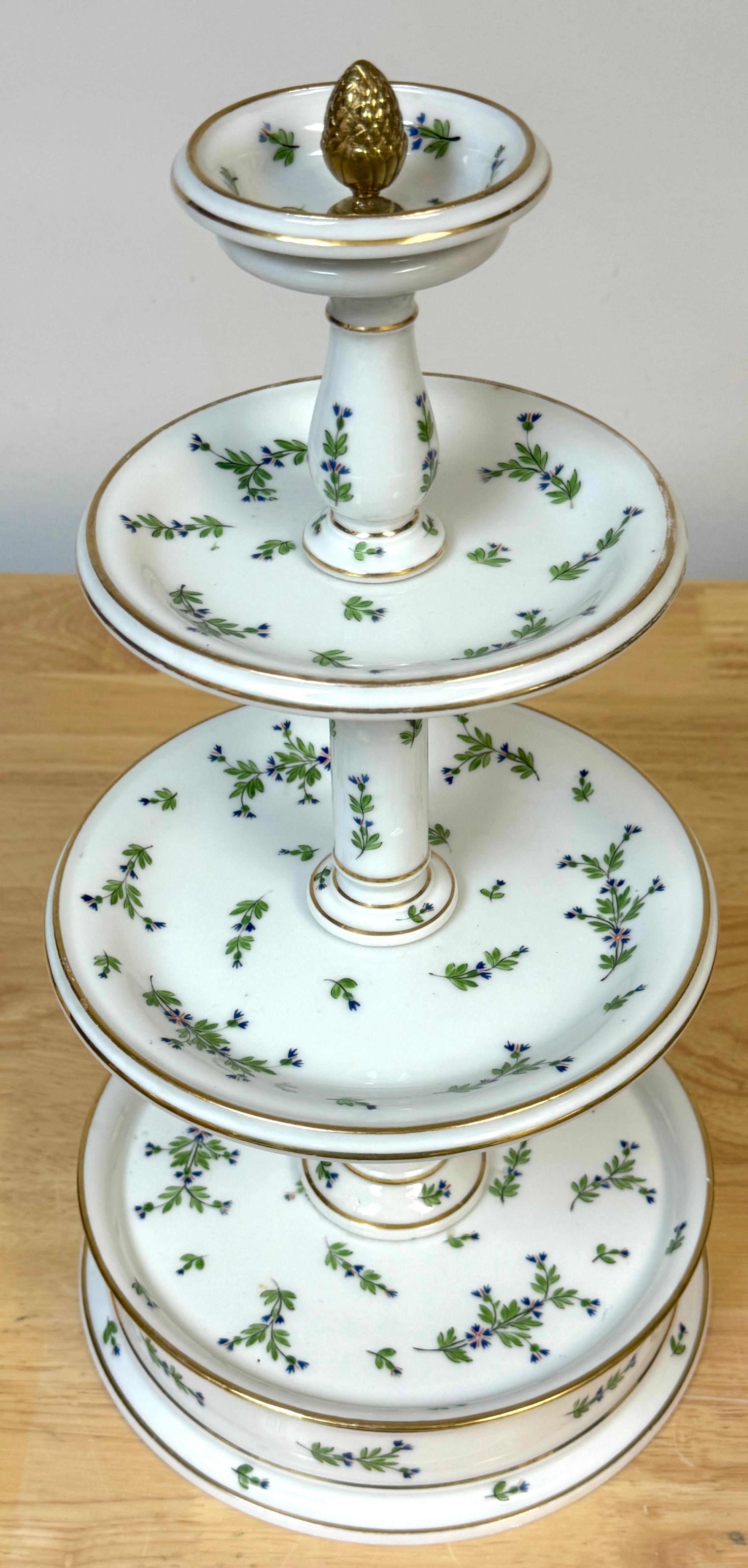 Old Paris Porcelana y Bronce Dorado  Compote/Tazza 