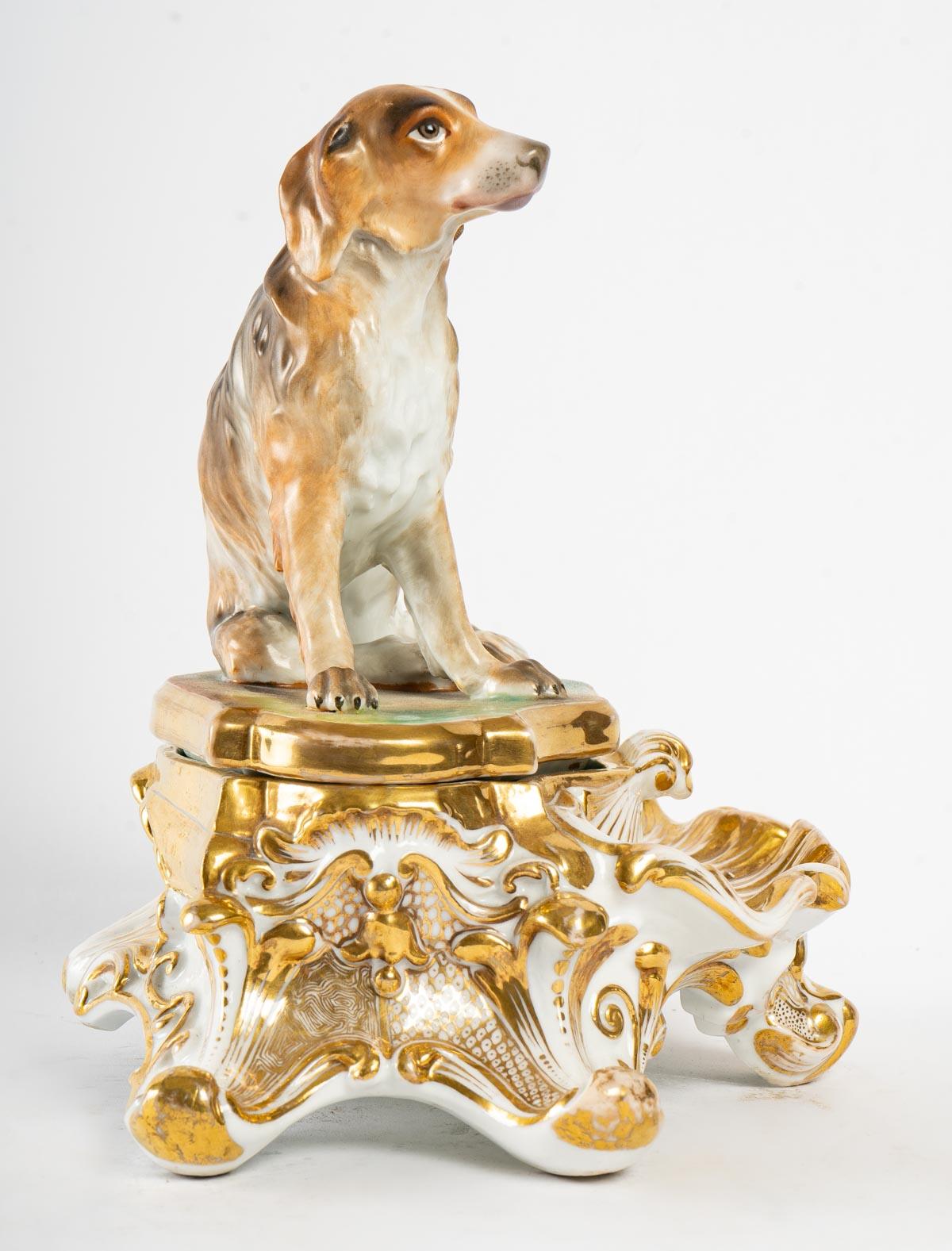 Old Paris Porcelain Inkwell, 19th Century In Good Condition In Saint-Ouen, FR