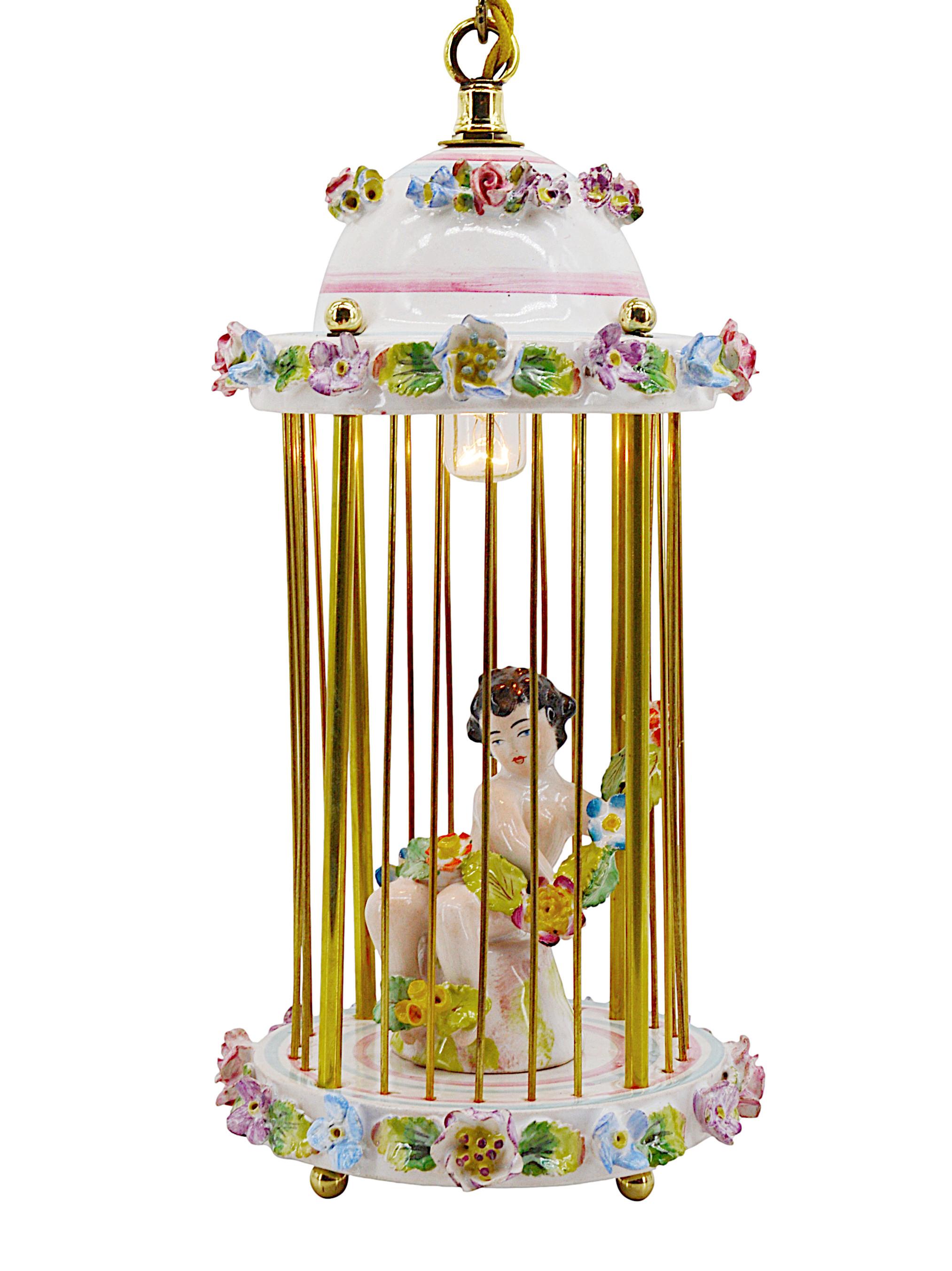Early 20th Century Old Paris Porcelain Lantern Night Light, 1900 For Sale