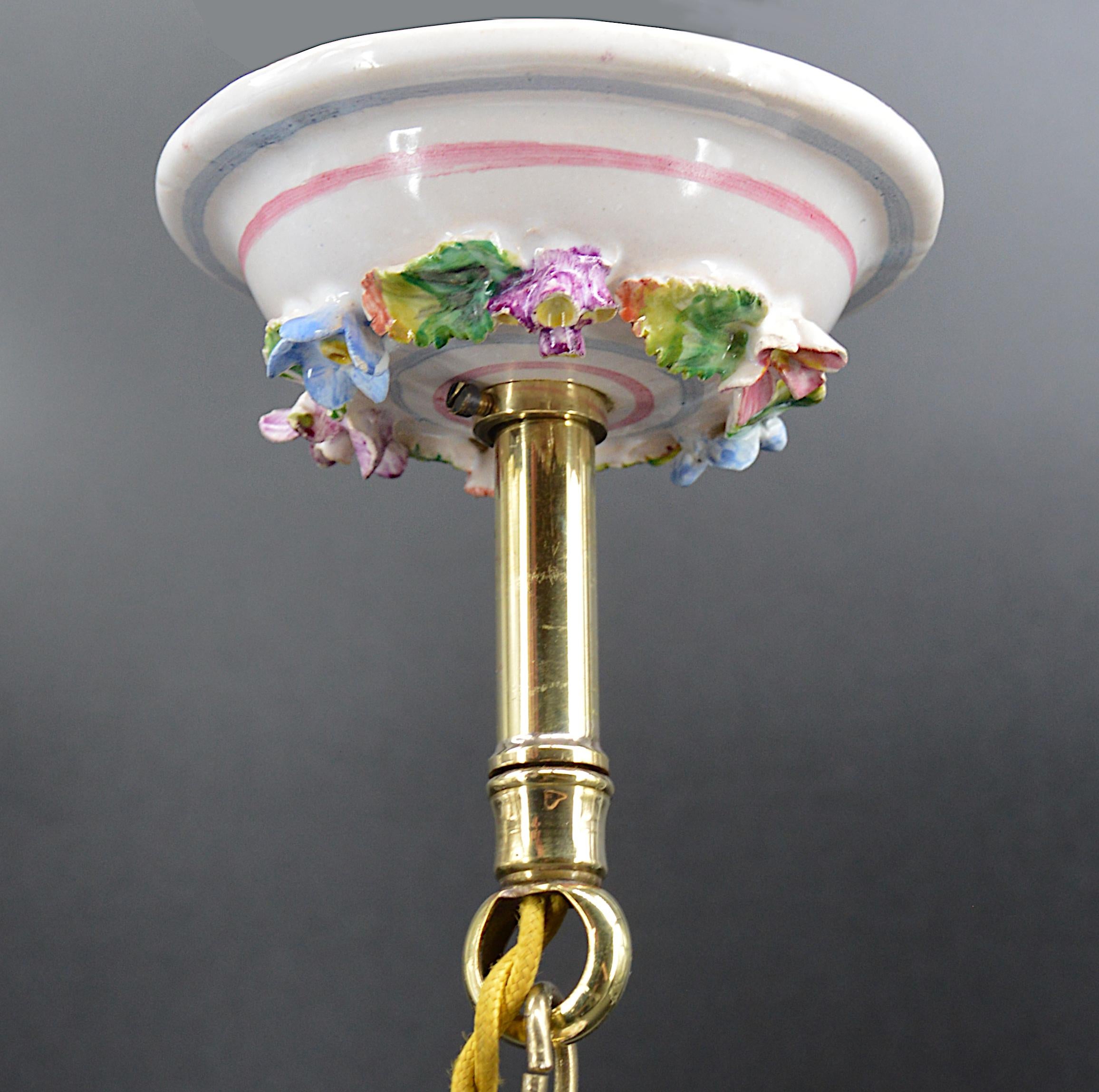 Brass Old Paris Porcelain Lantern Night Light, 1900 For Sale