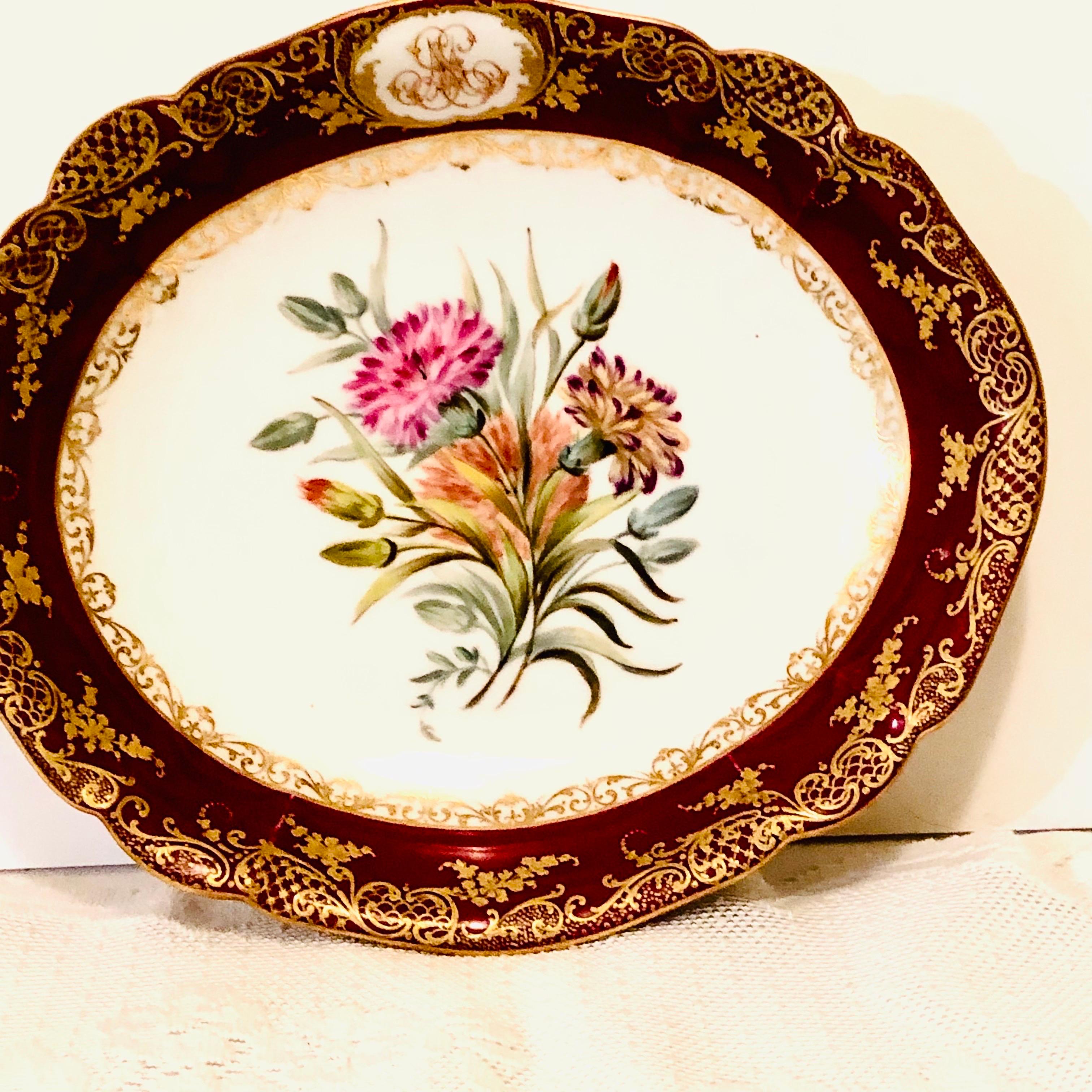 Rococo Old Paris Porcelain Oval Bowl Beautifully Painted With Carnations Signed Boyer 