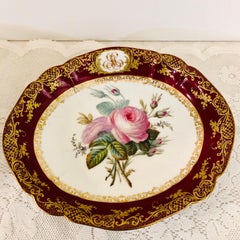 Old Paris Porcelain Oval Bowl Masterfully Painted With a Bouquet of Pink Roses