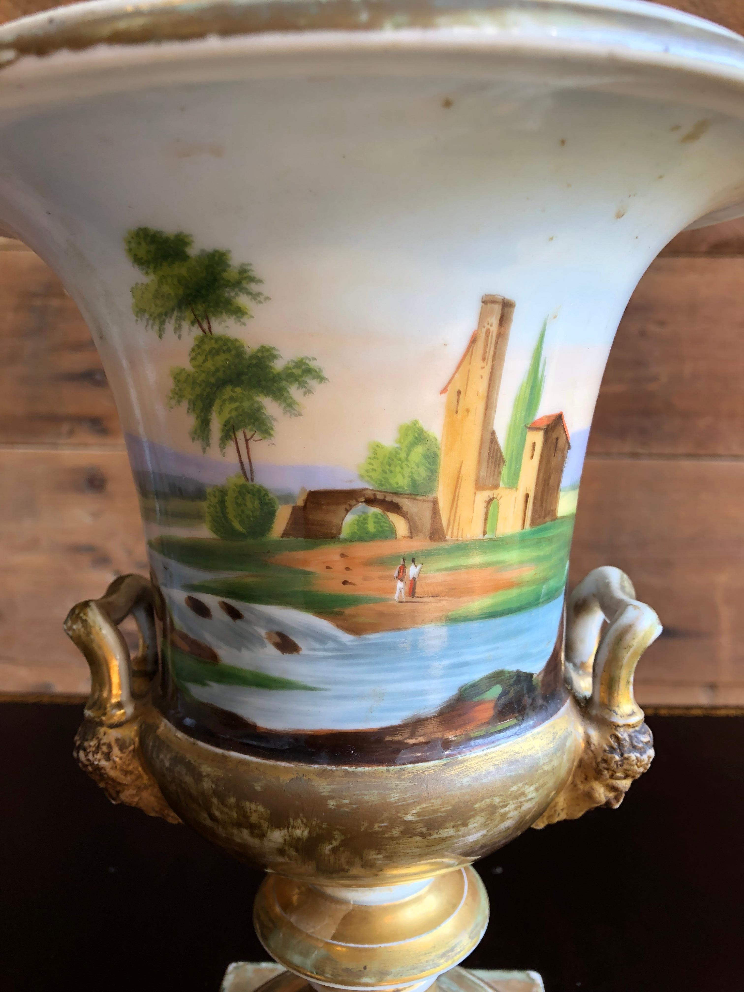 French Old Paris Porcelain Urn, 18th Century