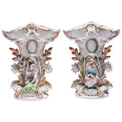 Old Paris Porcelain Vase with Biscuit Figurines
