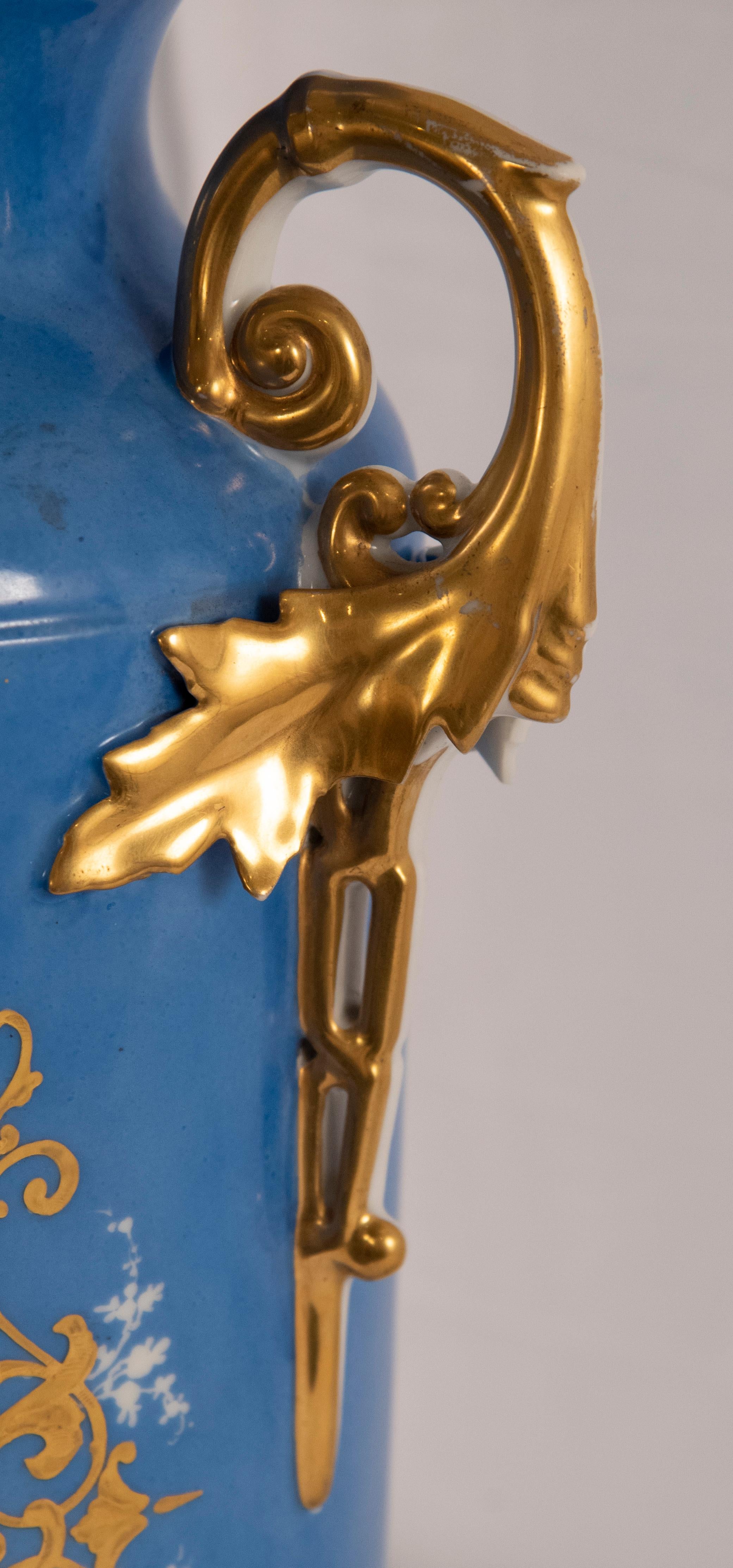 19th Century Old Paris Sevres Blue Porcelain Vase