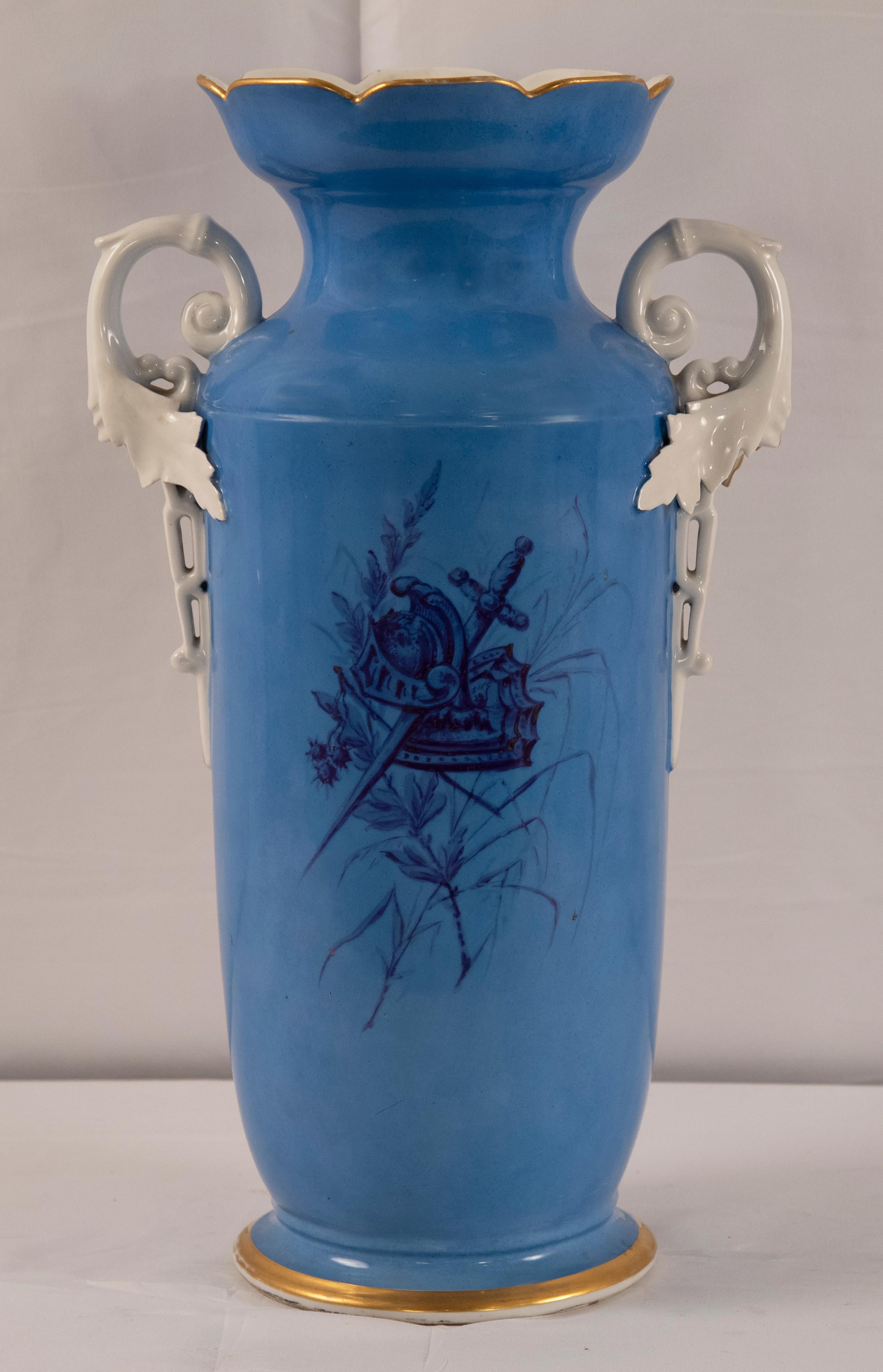 Old Paris Sevres Blue Porcelain Vase 2