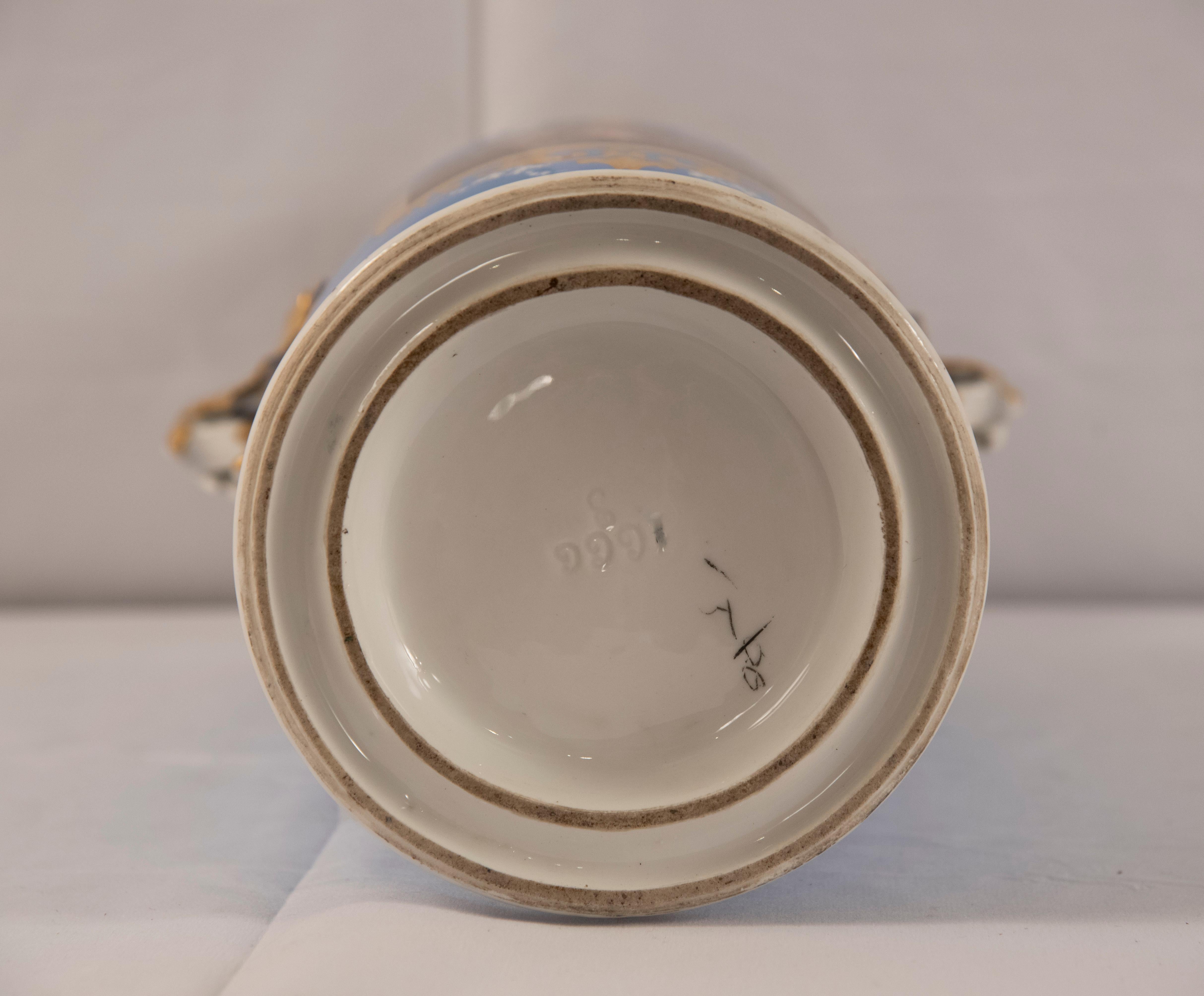 Old Paris Sevres Blue Porcelain Vase 3