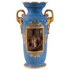 Old Paris Sevres Blue Porcelain Vase