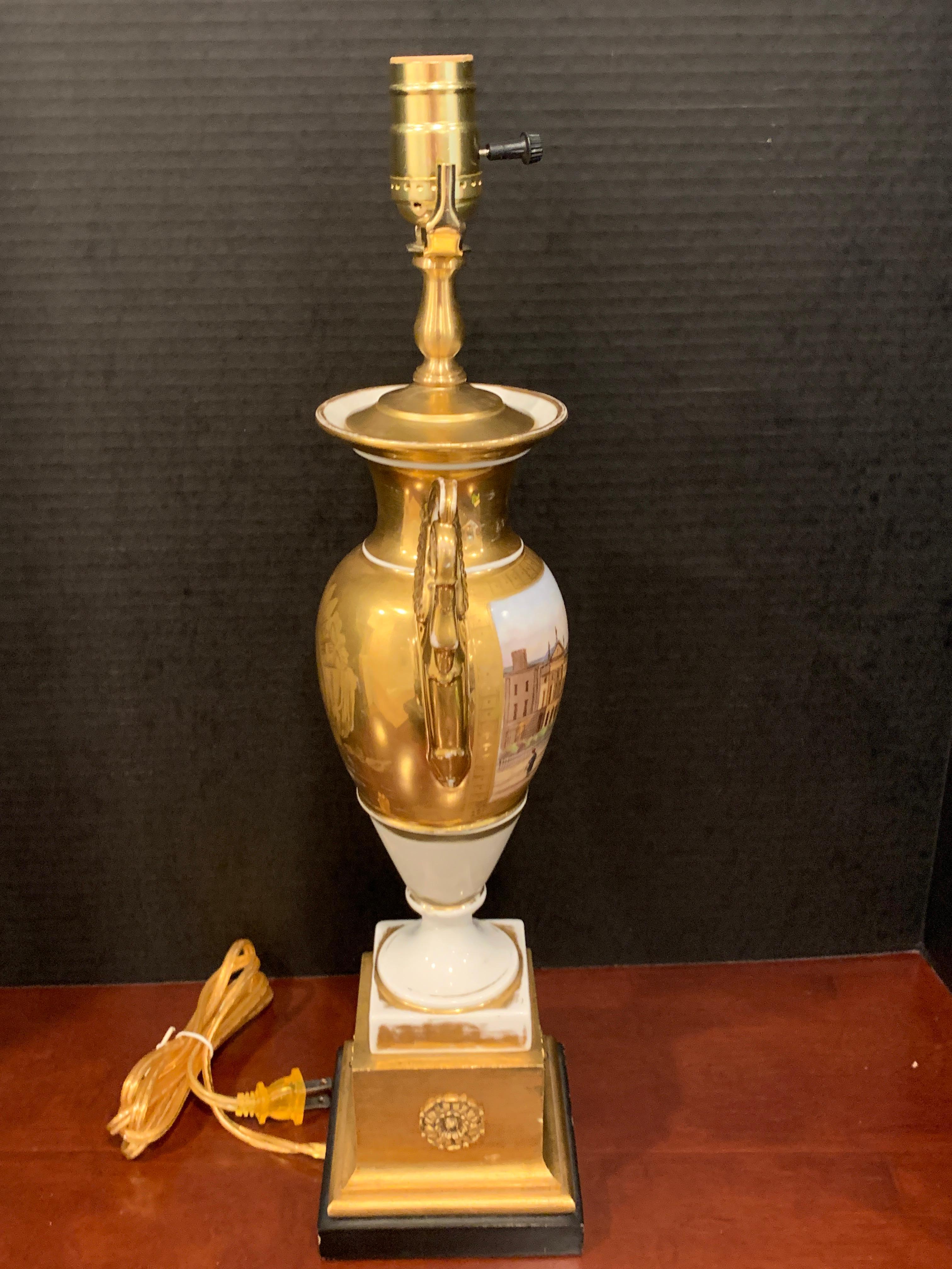 Old Paris Swan Handled Topographical Vase of Hanover Terrace, Regents Park 2