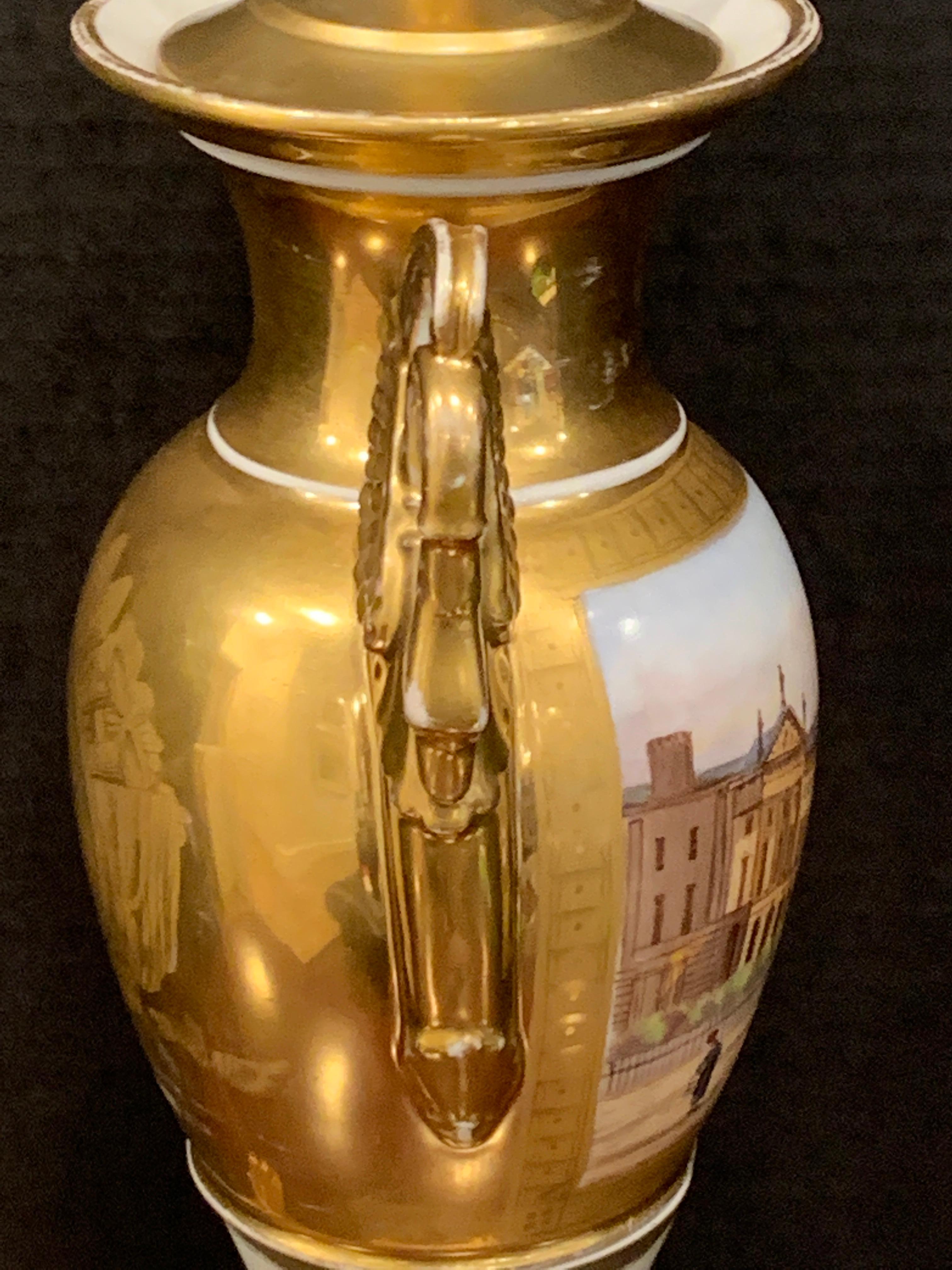 Old Paris Swan Handled Topographical Vase of Hanover Terrace, Regents Park 3