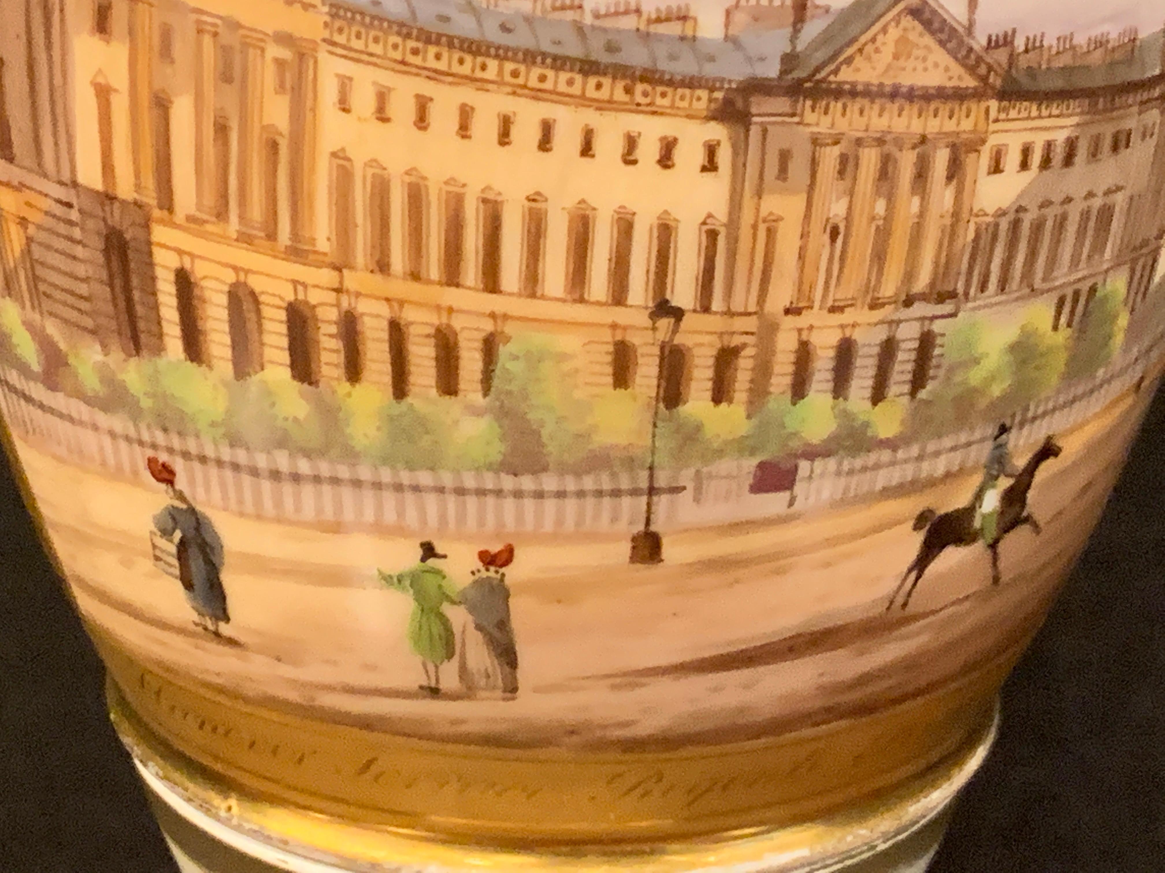19th Century Old Paris Swan Handled Topographical Vase of Hanover Terrace, Regents Park