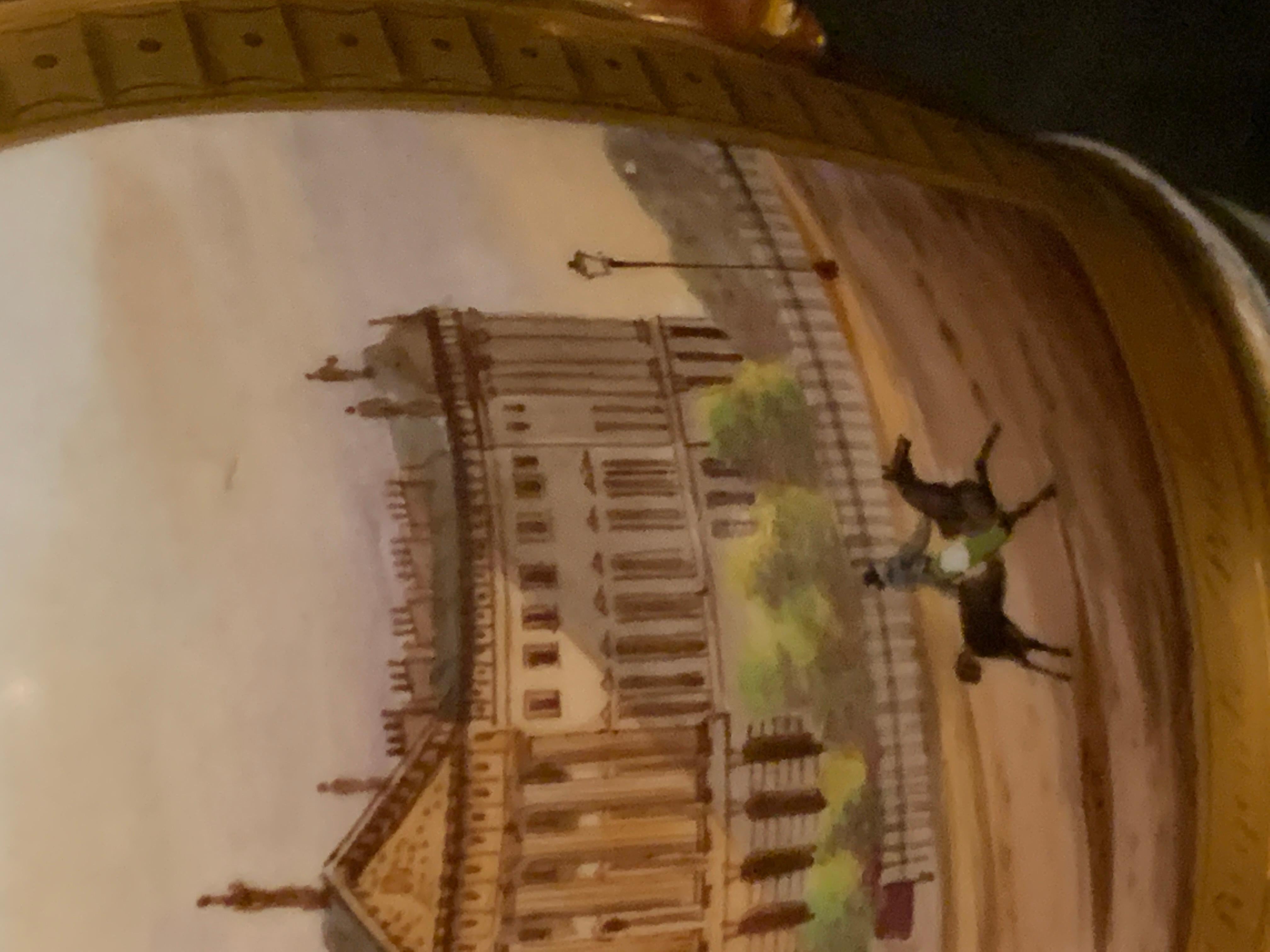 Porcelain Old Paris Swan Handled Topographical Vase of Hanover Terrace, Regents Park