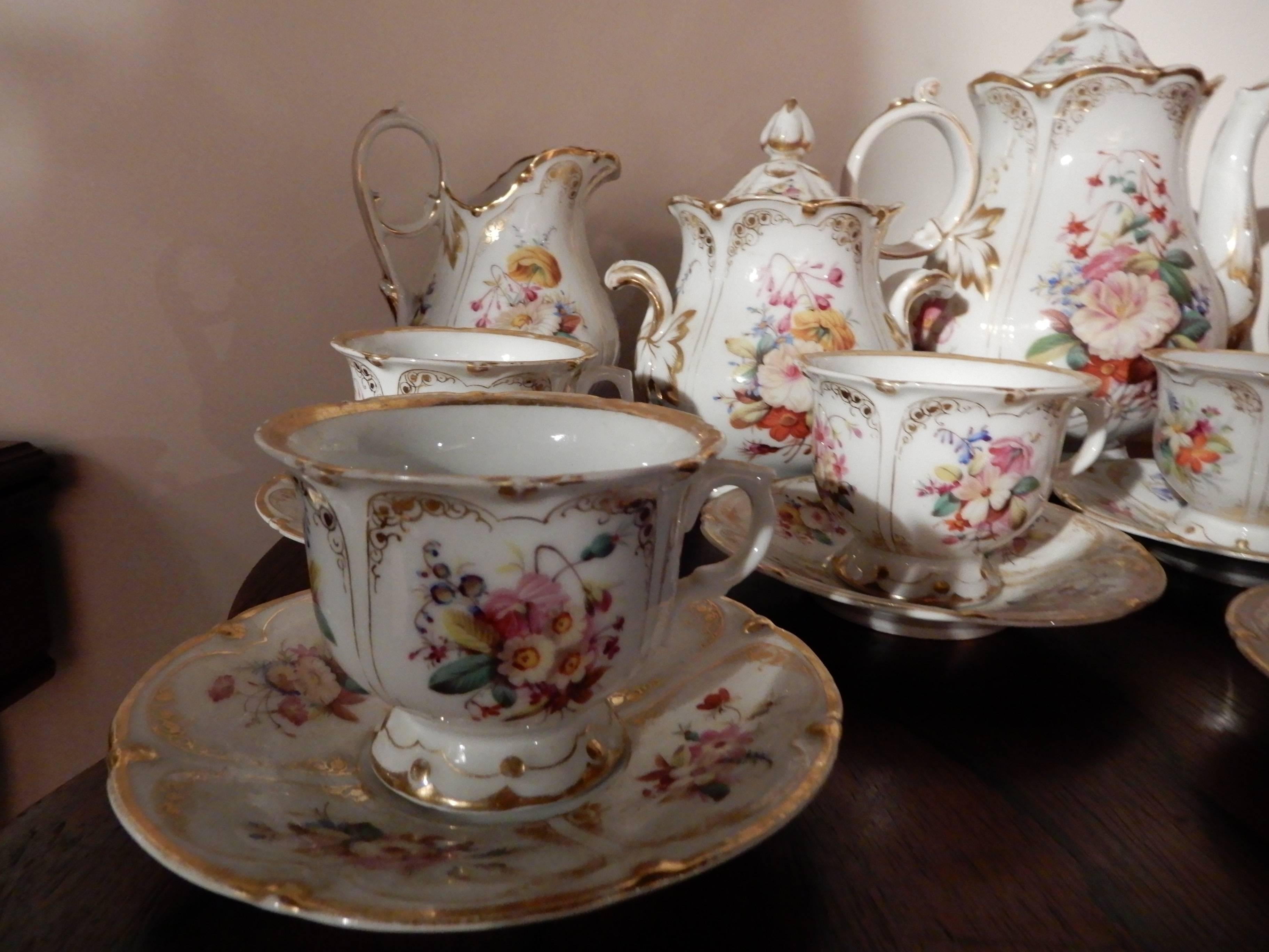 Old Paris Tea Set Rococo Style For Sale 1