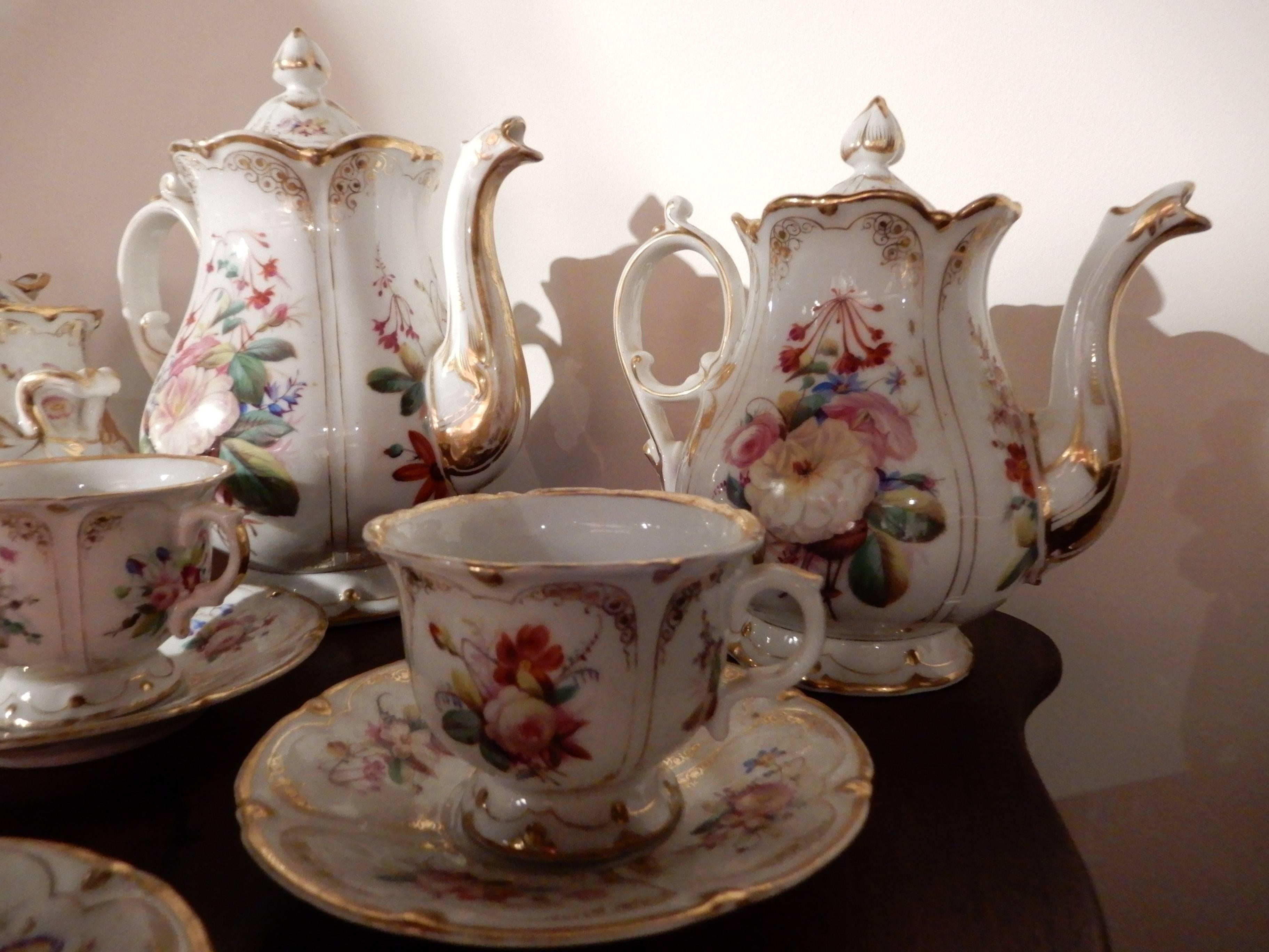 Porcelain Old Paris Tea Set Rococo Style For Sale
