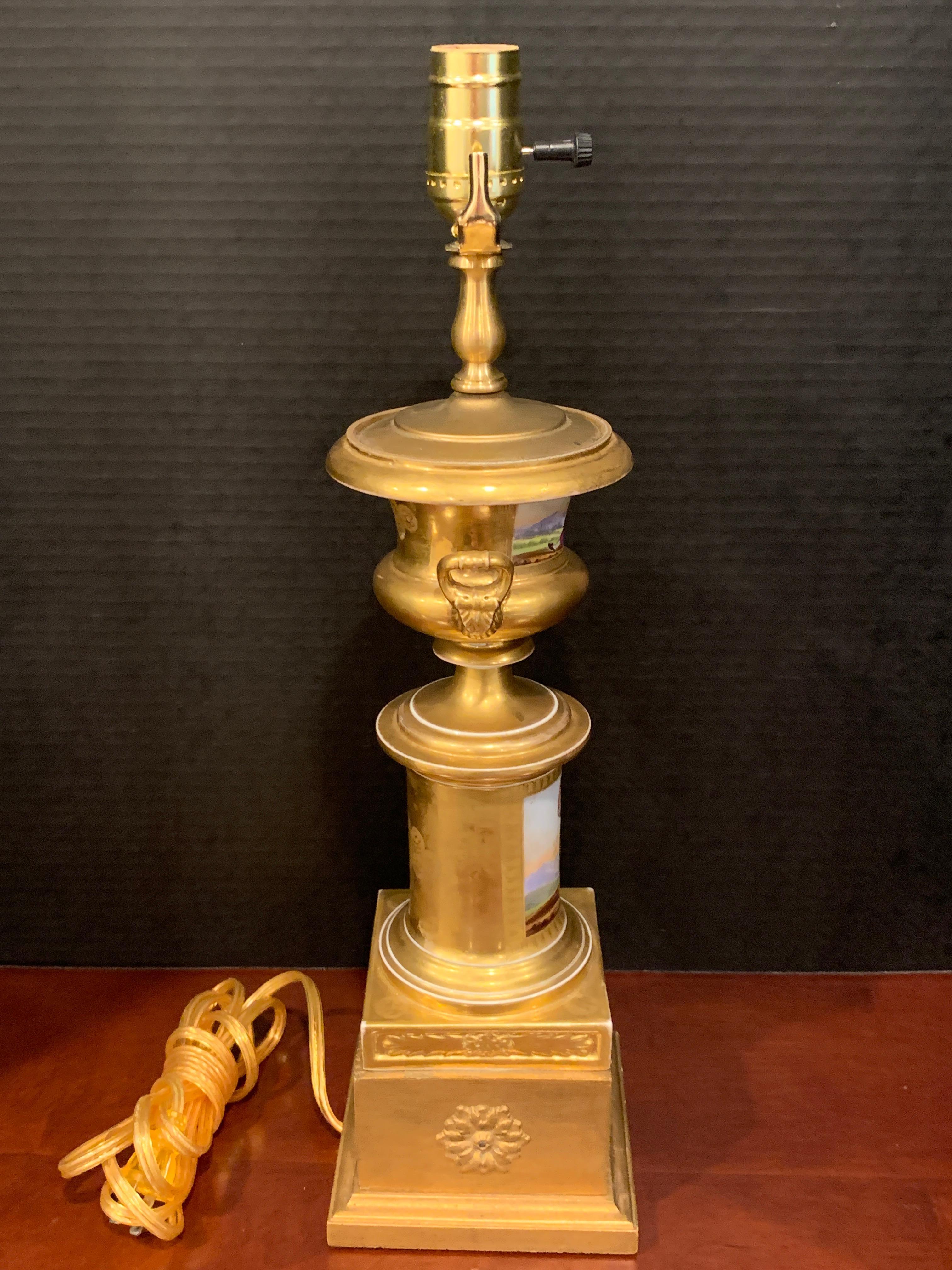19th Century Old Paris Tyrollian Fashion Motif Campana Urn, Now as a Lamp For Sale
