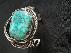 Old Pawn Native American Cerrillos Turquoise and Sterling Cuff