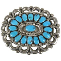 Pendentif en argent sterling avec turquoises Navajo d'origine amérindienne