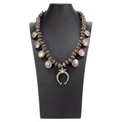Collar Old Pawn Native Coin Squash Blossom