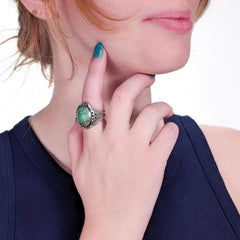 Old Pawn Navajo Sterling Silver and Turquoise Cabochon Ring