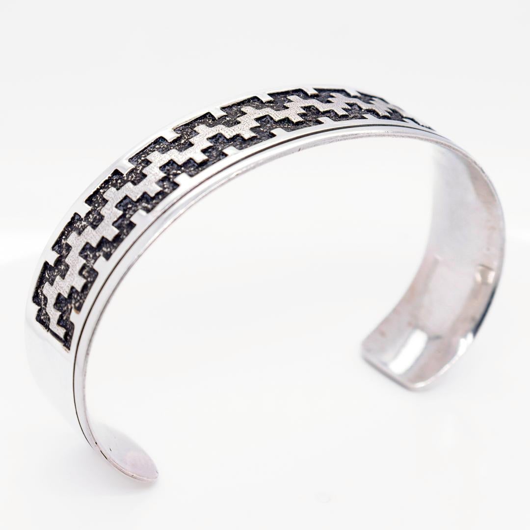 Old Pawn Sterling Silver Cuff Bracelet by T. Jackson In Good Condition For Sale In Philadelphia, PA