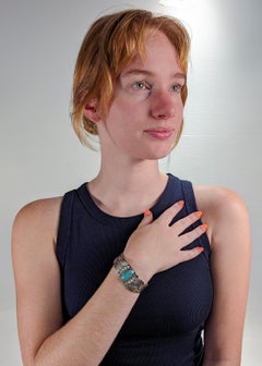 Old Pawn Sterling Silver & Matrix Turquoise Cabochon Cuff Bracelet