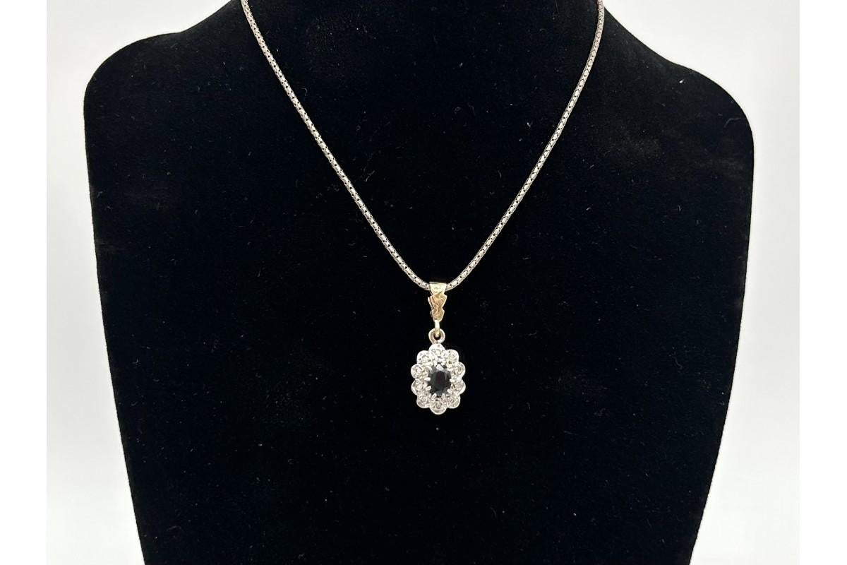 Victorian Old pendant with diamonds and sapphire For Sale