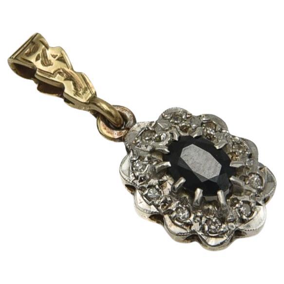 Pendentif ancien avec diamants et saphirs en vente