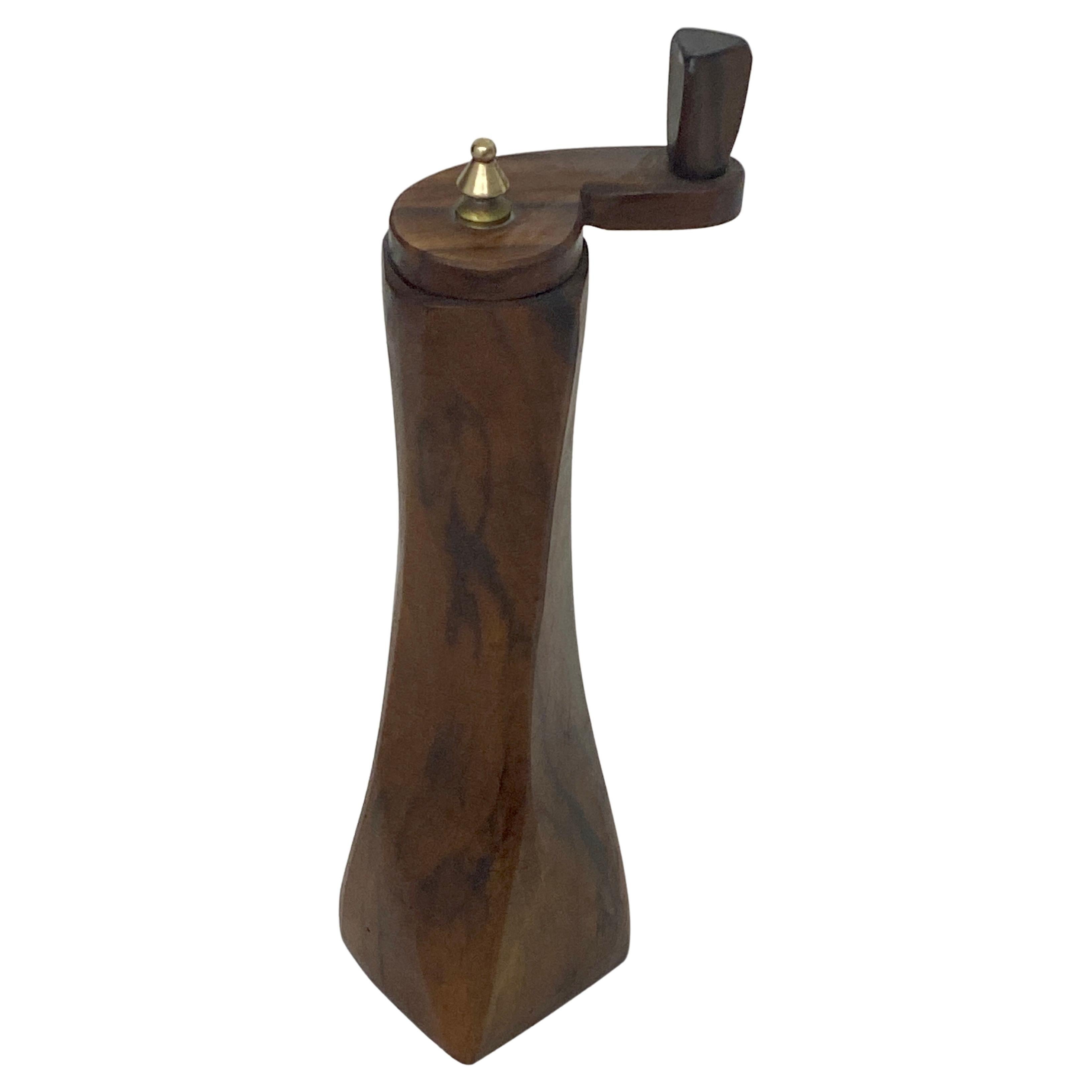 Old Pepper Mill in Olive Wood, Circa 1970, France