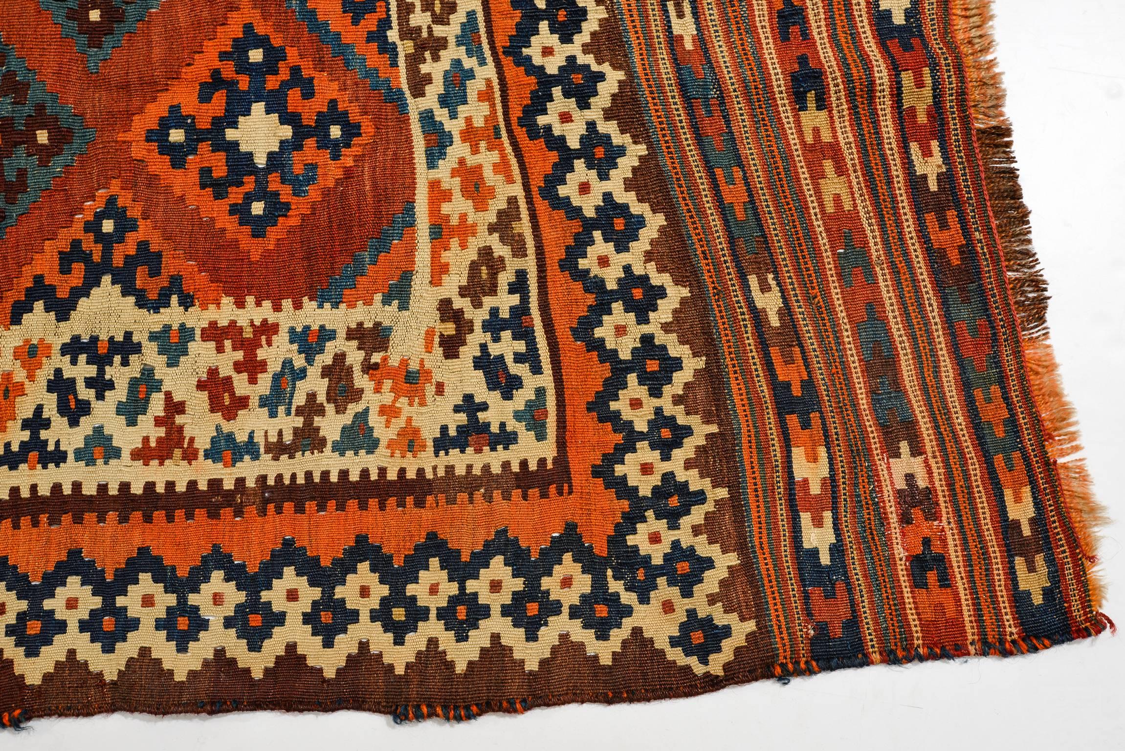 Azerbaijani Old Perfect Azeri Kilim from Private Collection For Sale