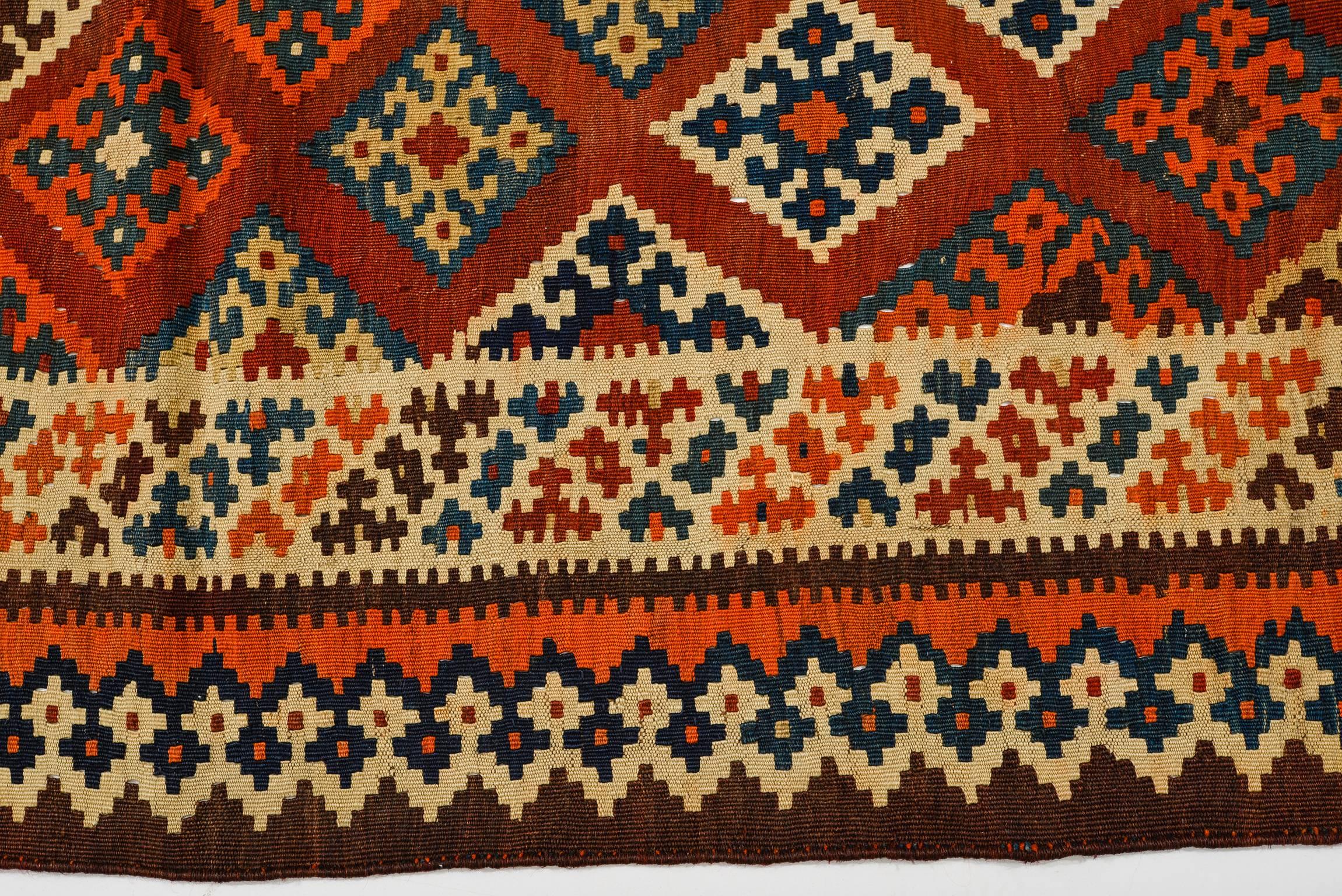 Hand-Knotted Old Perfect Azeri Kilim from Private Collection For Sale