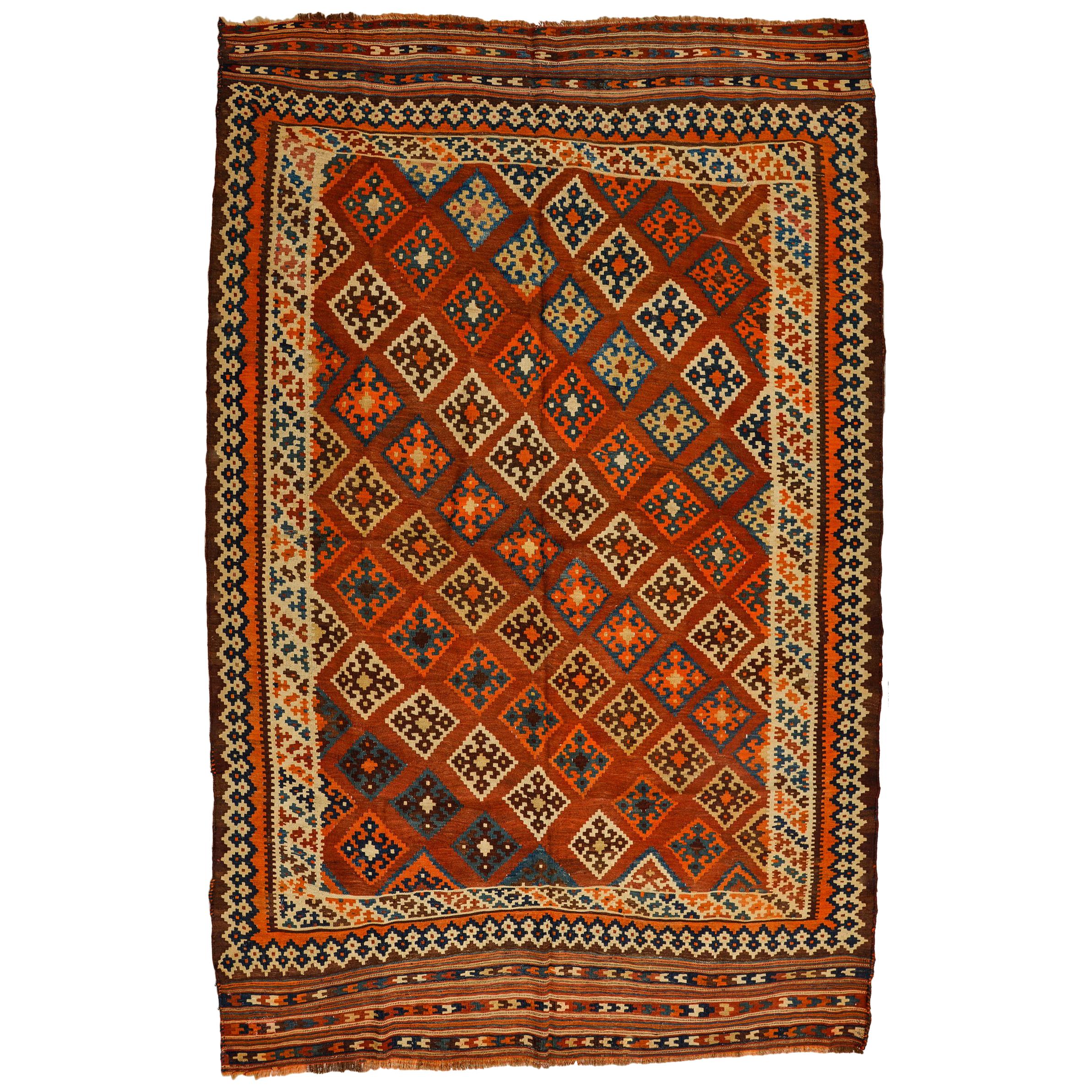 Old Perfect Azeri Kilim from Private Collection For Sale