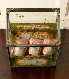 Old Perfume, Chemist Shop Display Cabinet, Erasmic Soaps and Boxes