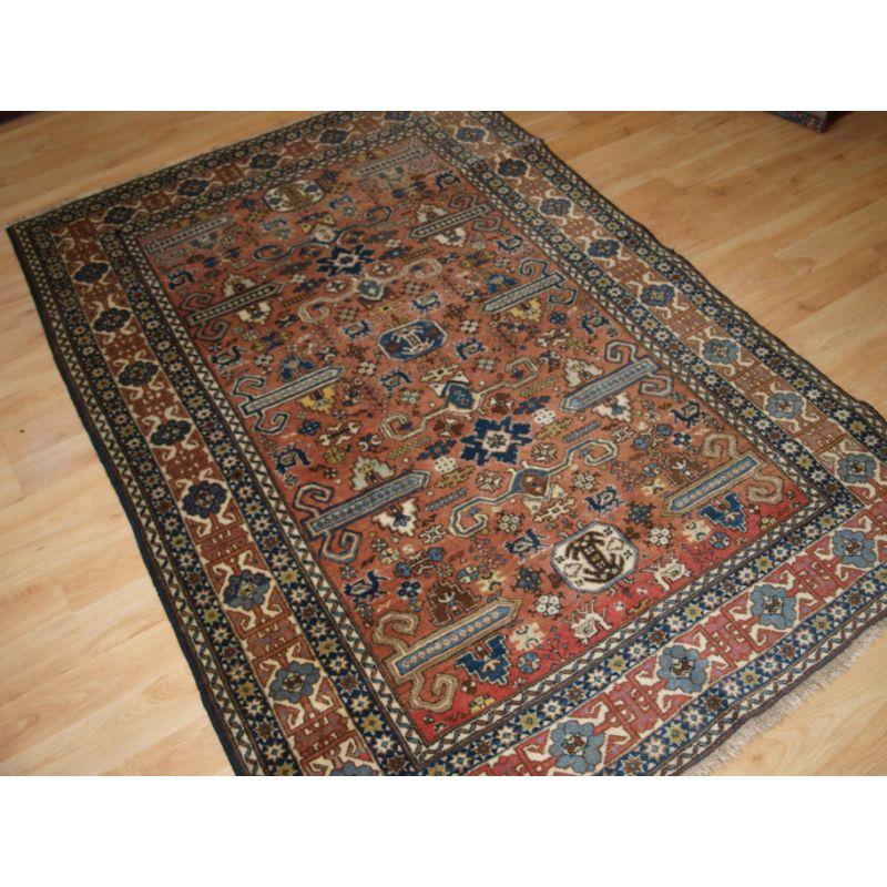 Old Persian Ardabil Region Rug with Caucasian Perepedil Design In Excellent Condition For Sale In Moreton-In-Marsh, GB