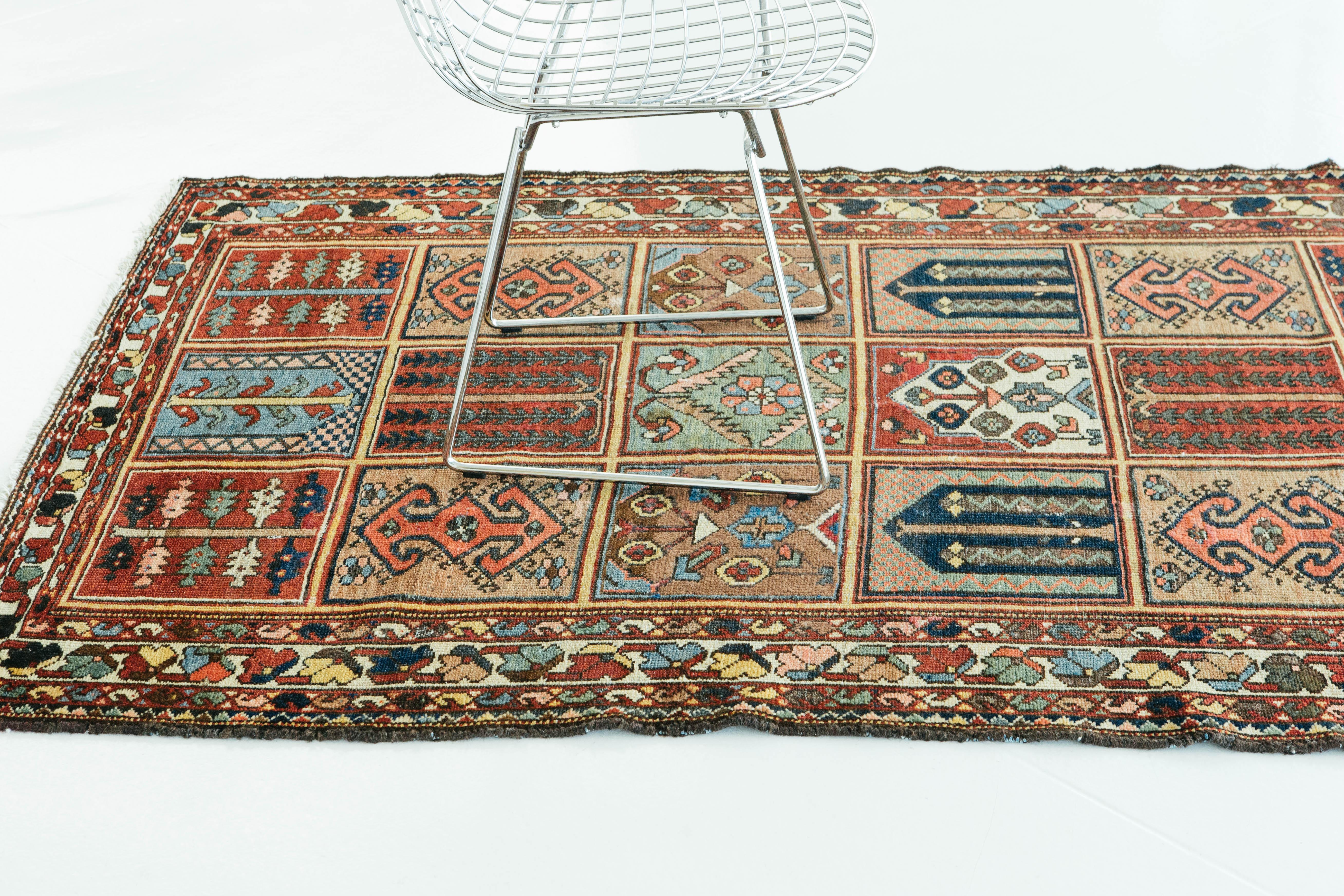 Vintage Persian Bakhtiari Garden Design Rug In Good Condition For Sale In WEST HOLLYWOOD, CA