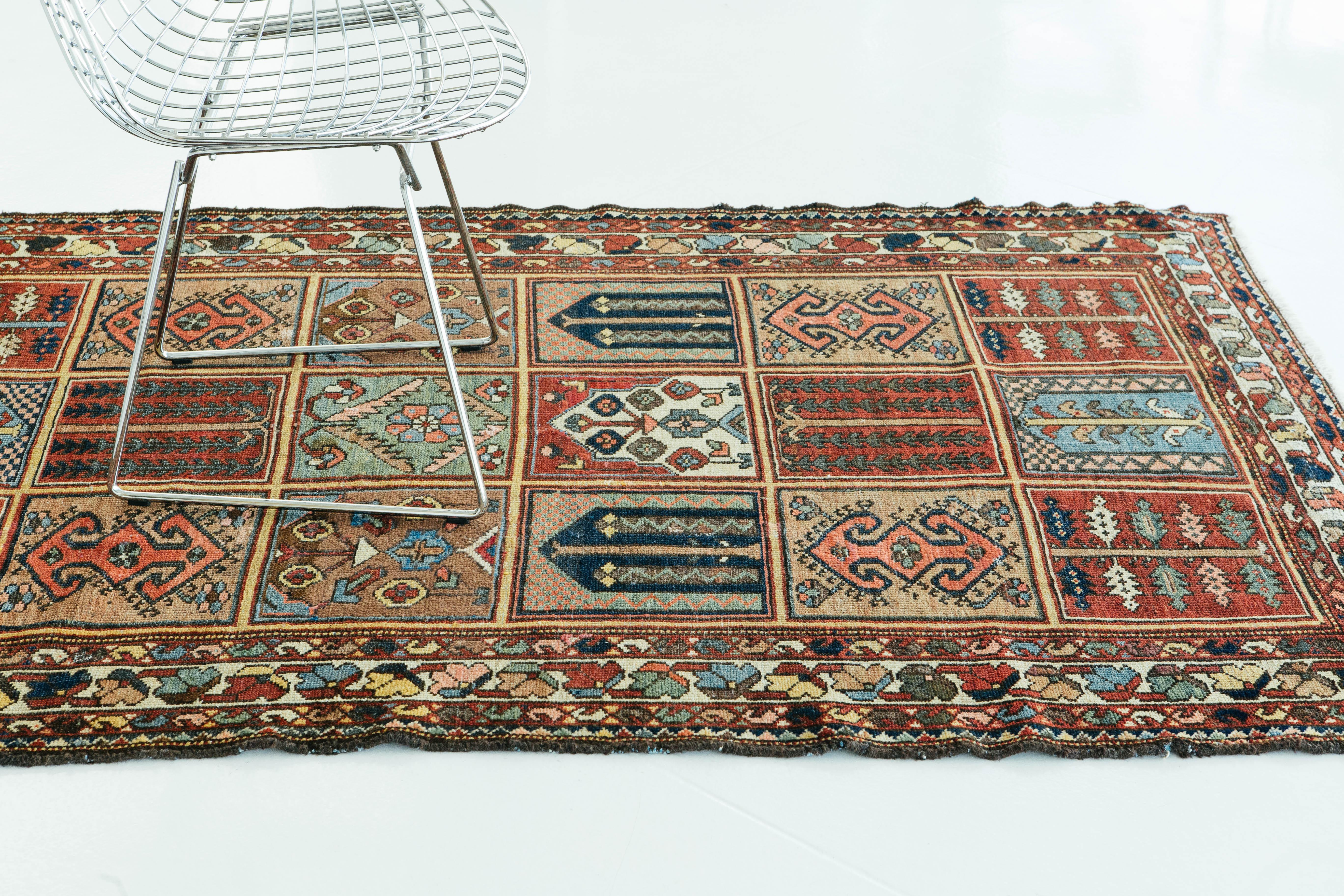 Wool Vintage Persian Bakhtiari Garden Design Rug For Sale