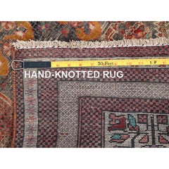 Old Persian Baluch Distinct Abrash Evenly Worn Pure Wool Hand Knotted Clean Rug
