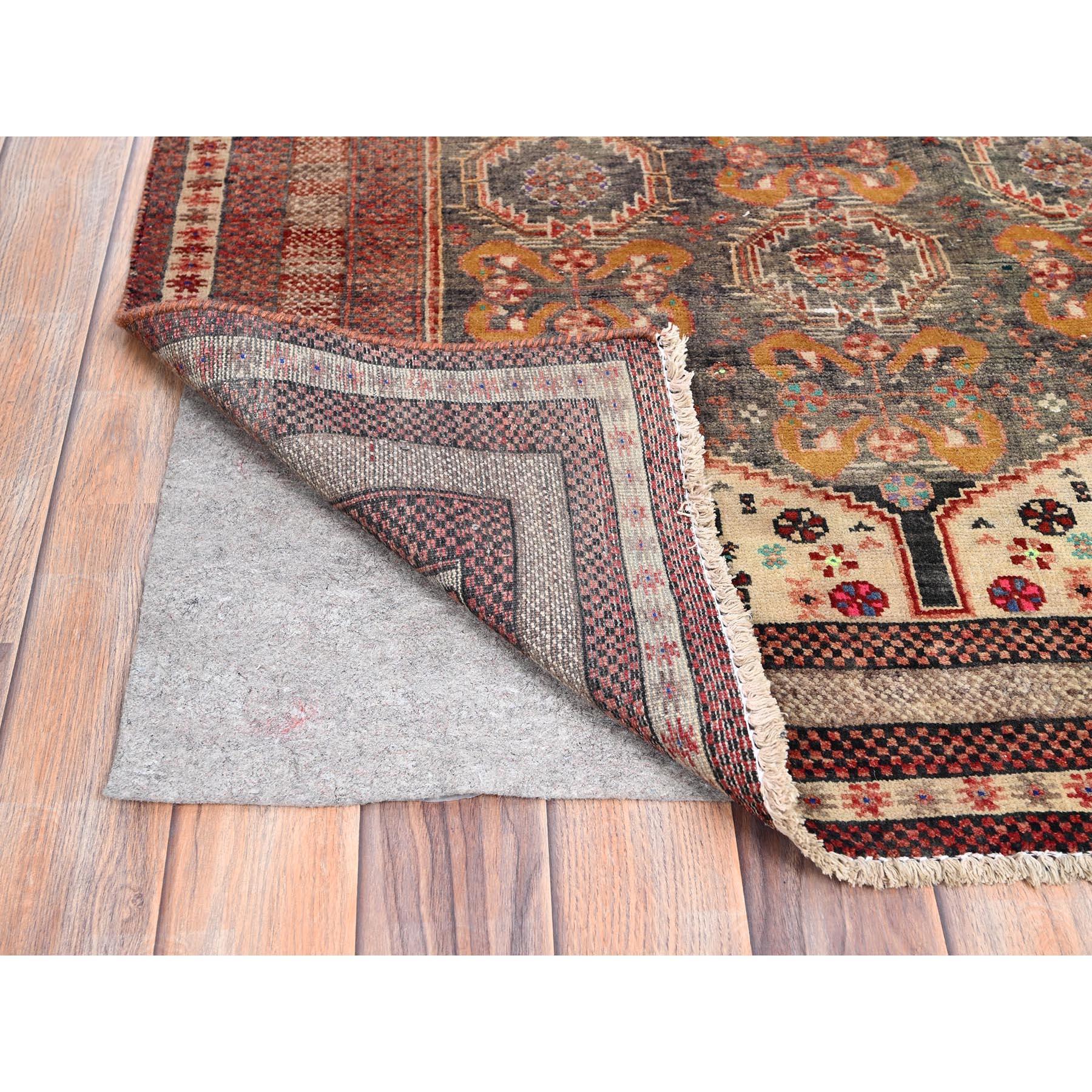 Hand-Knotted Old Persian Baluch Distinct Abrash Evenly Worn Pure Wool Hand Knotted Clean Rug For Sale