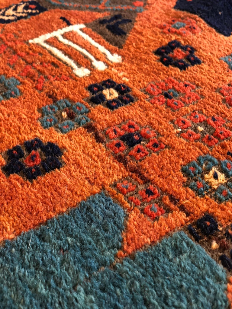 Old Persian Rug by the Afshari Tribes from the South of Iran, 1940s For