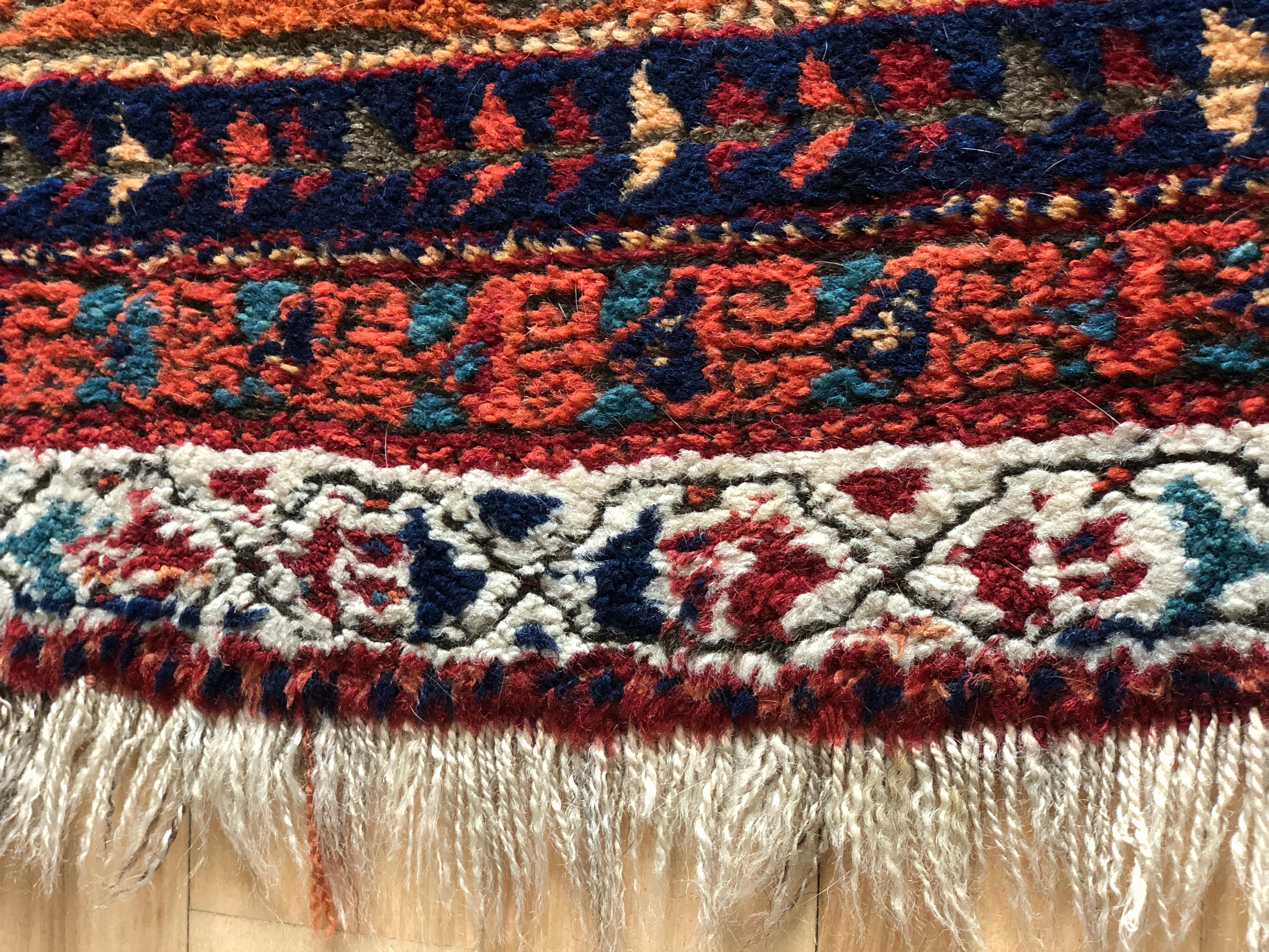 Wool Old Persian Rug by the Afshari Tribes from the South of Iran, 1940s For Sale