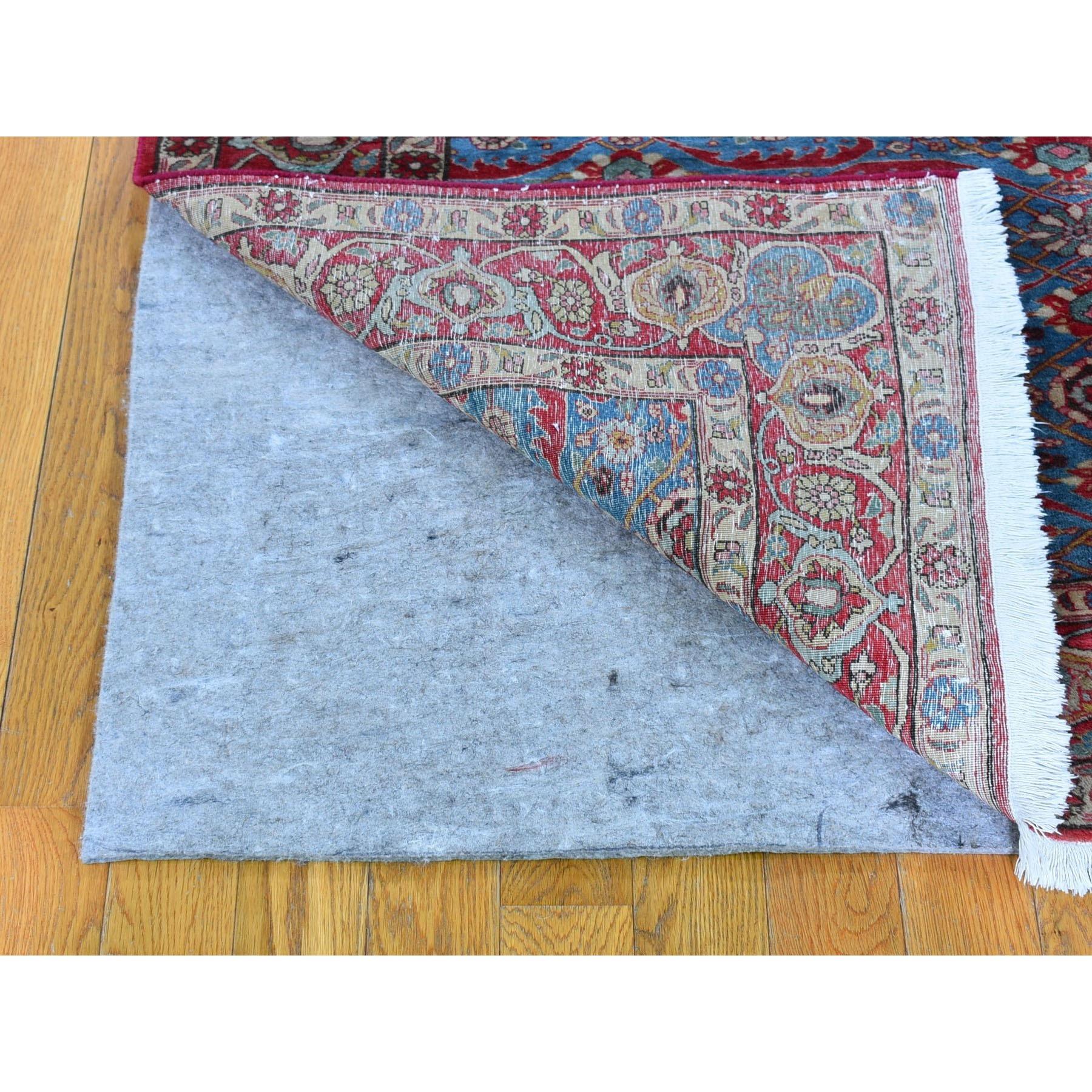 Hand-Knotted Old Persian Tabriz All Over Design Light Blue Dense Weave Wool Hand Knotted Rug For Sale