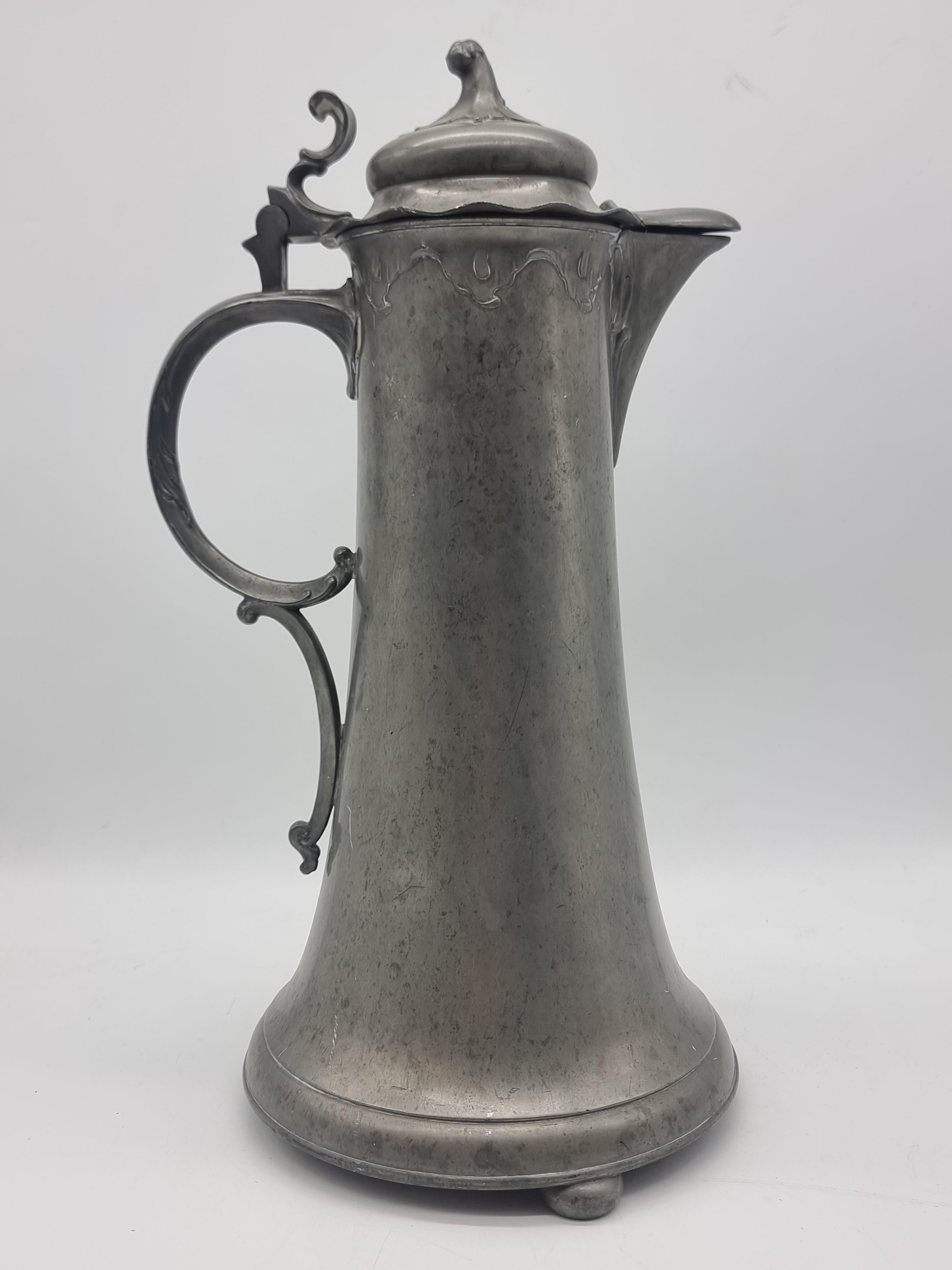 Alte Zinnkrug / Can Jugendstil Kayserzinn 4059 Kunststoff Pferdekopf Krug Tasse im Angebot 1