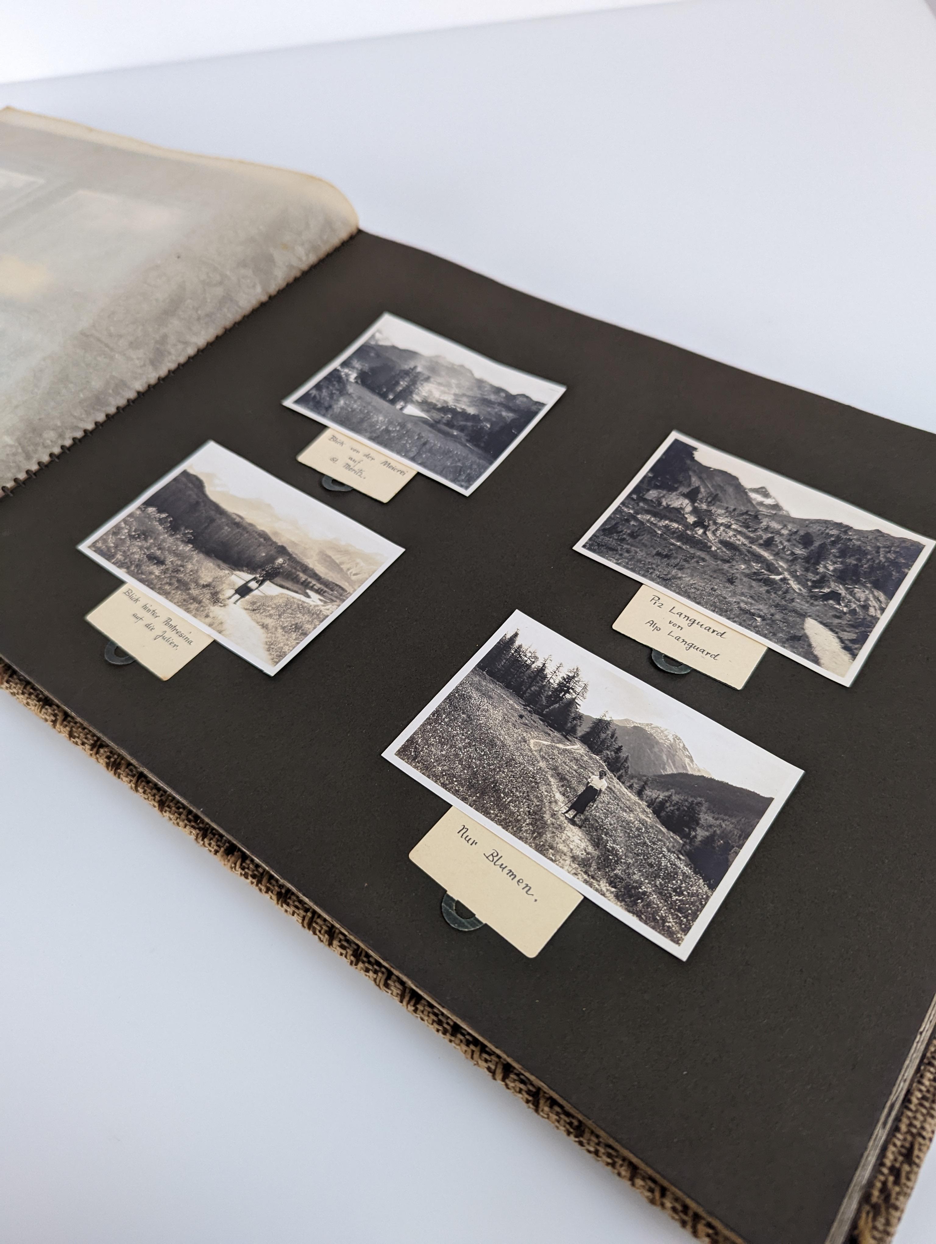 Old Photographic Album of Switzerland, Peaks, St Moriz, Zurich, Etc. Panoramic For Sale 1