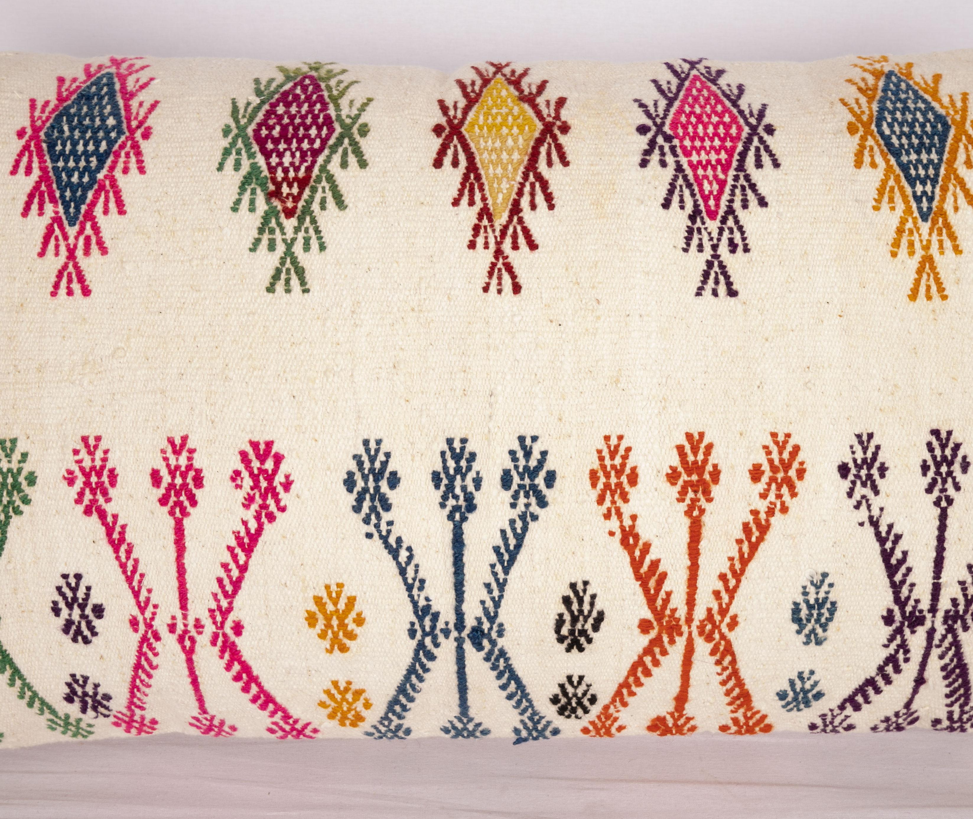 Hand-Woven Old Pillow Case Made from a Sothern Anatolian Cicim Kilim, Mid-20th Century