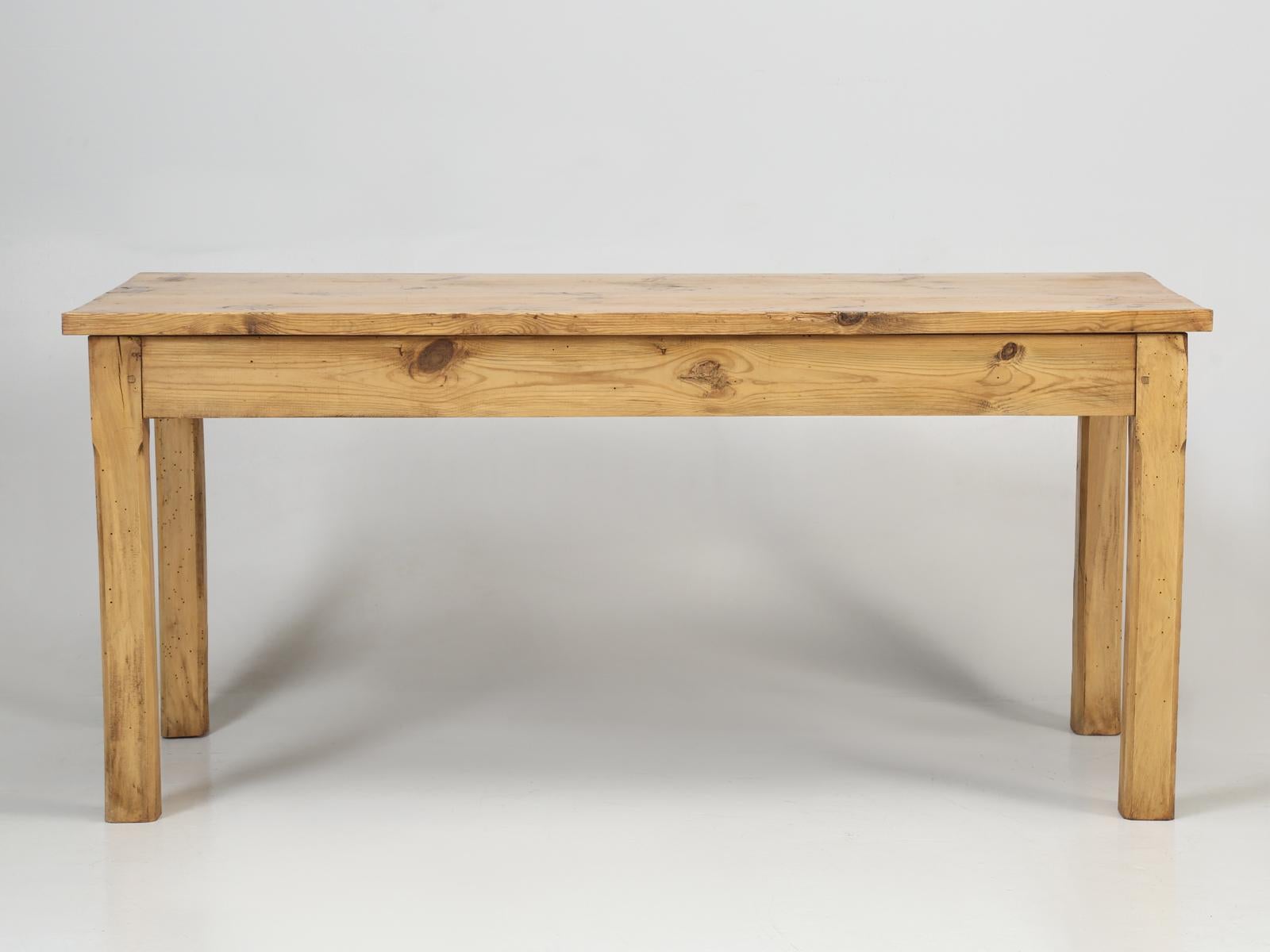 Early 20th Century Old Pine Farm Table from France, Restored with a Traditional Beeswax Finish