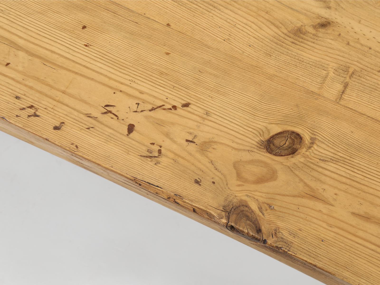 Hand-Crafted Old Pine Farm Table from France, Restored with a Traditional Beeswax Finish