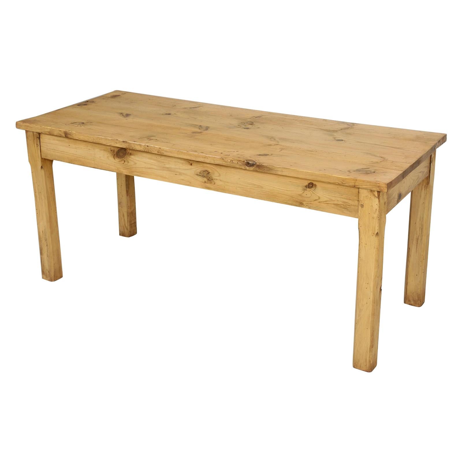 Old Pine Farm Table from France, Restored with a Traditional Beeswax Finish