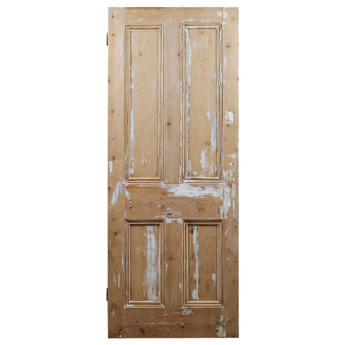 Old Pine Four Panel Salvaged Door, 20th Century For Sale