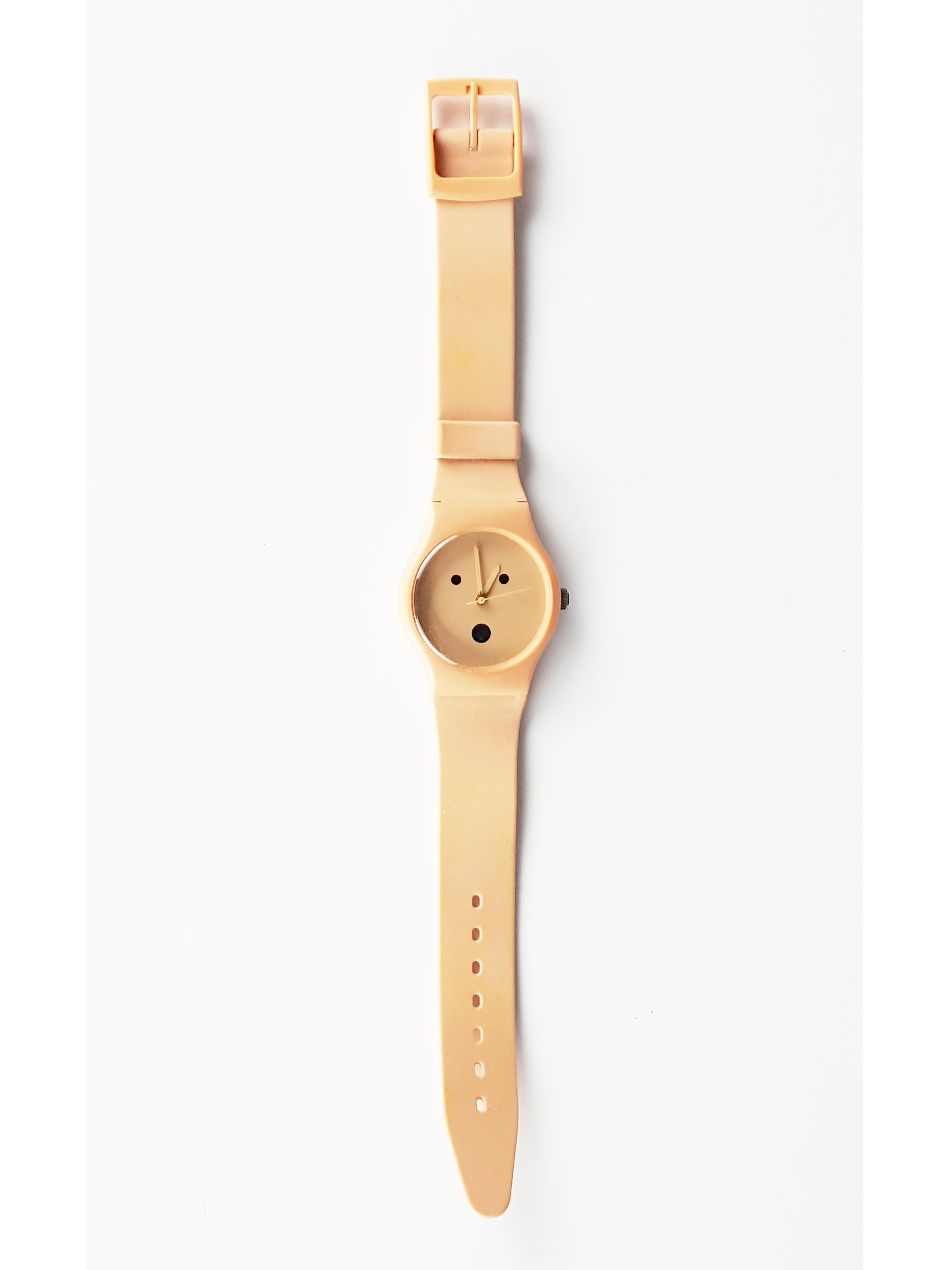 Old Pink Plastic & Rubber '90s Wrist Watch by a. Mendini for Museo Alchimia For Sale 1